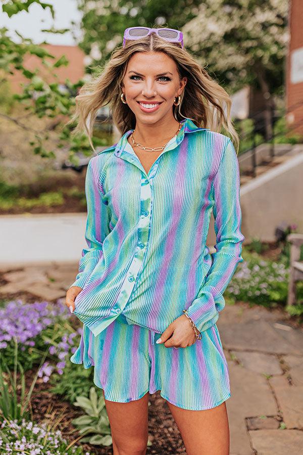 Delightful Dip Pleated Top In Sky Blue Product Image