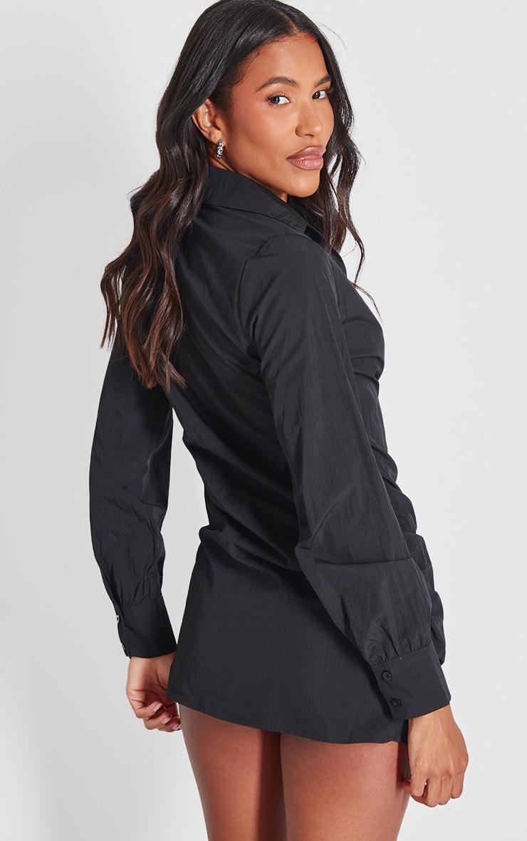 Black Wrap Detail Shirt Dress Product Image