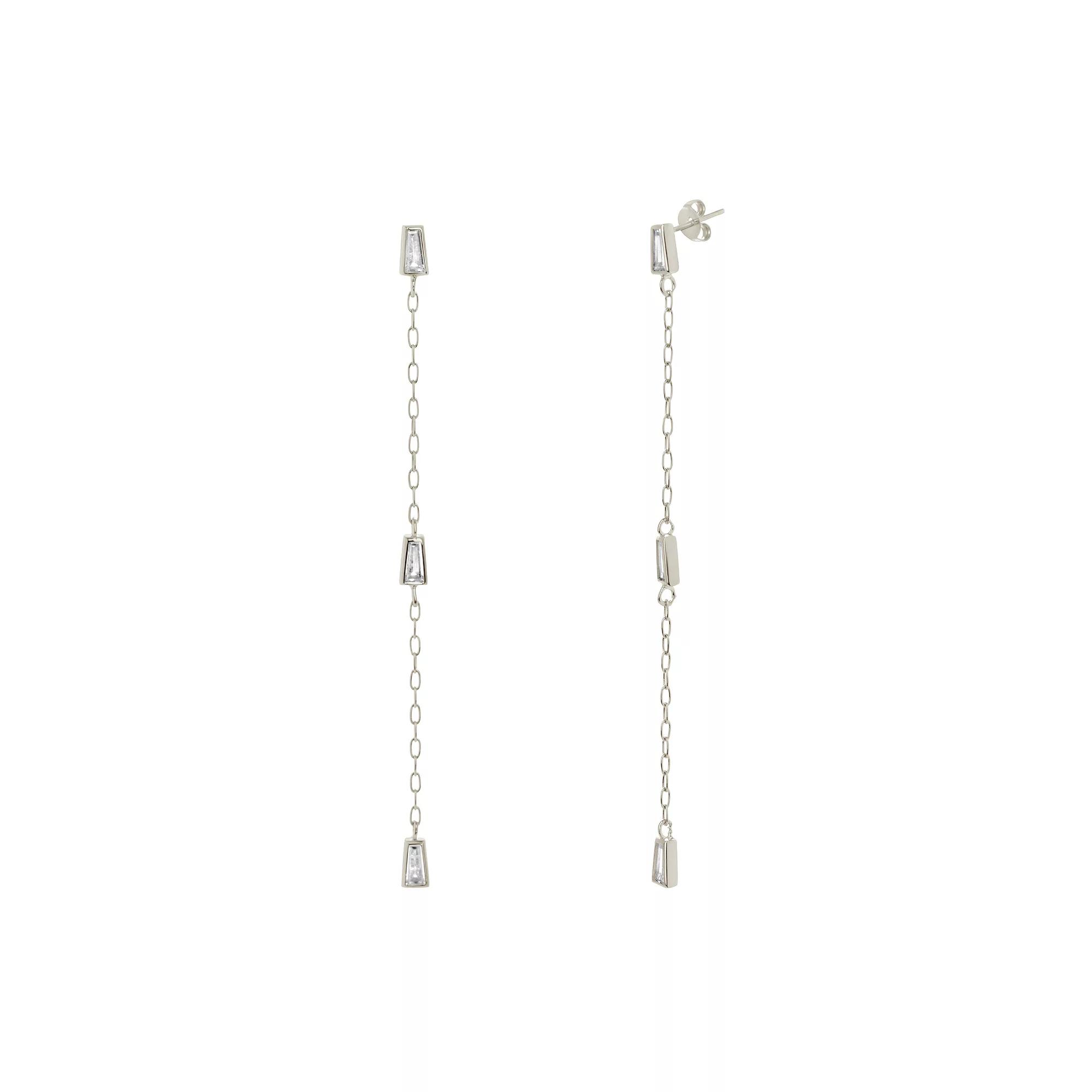 MC Collective Cubic Zirconia Chain Drop Earrings, Women's, Silver Tone Product Image