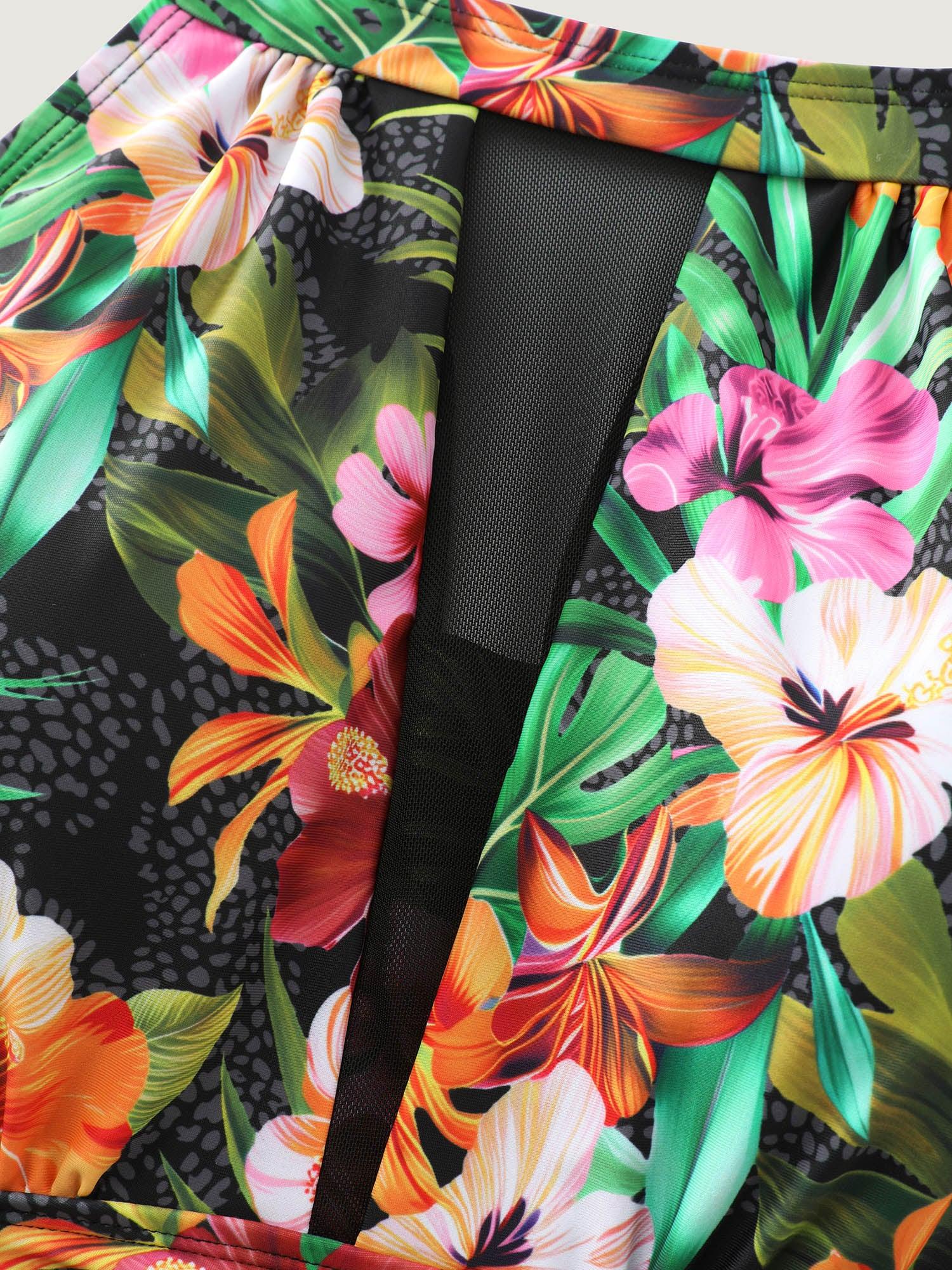 Tropical Floral Print Hip Coverage Swim Dress Female Product Image