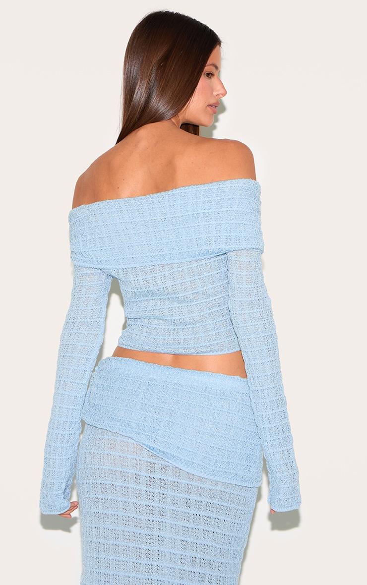 Blue Bardot Textured Knit Top Product Image