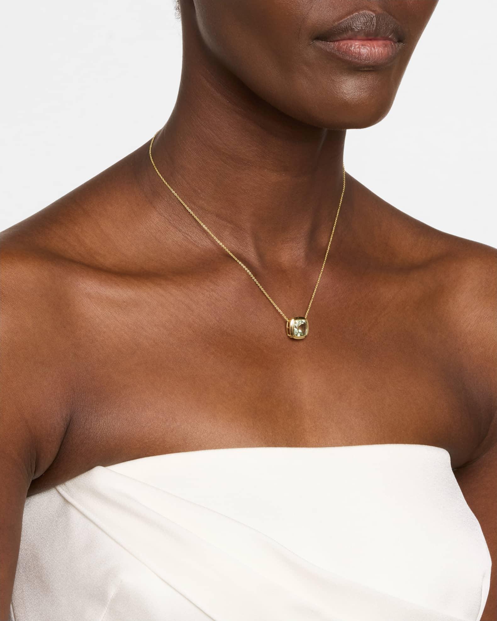 Manhattan 18K Yellow Gold Prasiolite Cushion Pendant Necklace Product Image