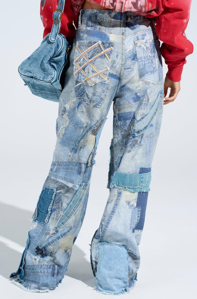 DENIM ON DENIM PATCHWORK JEANS Product Image