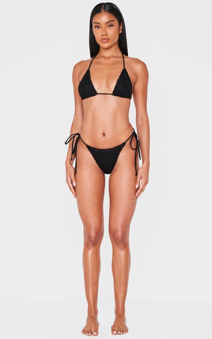 Black Tie Side Textured Bikini Bottoms Product Image