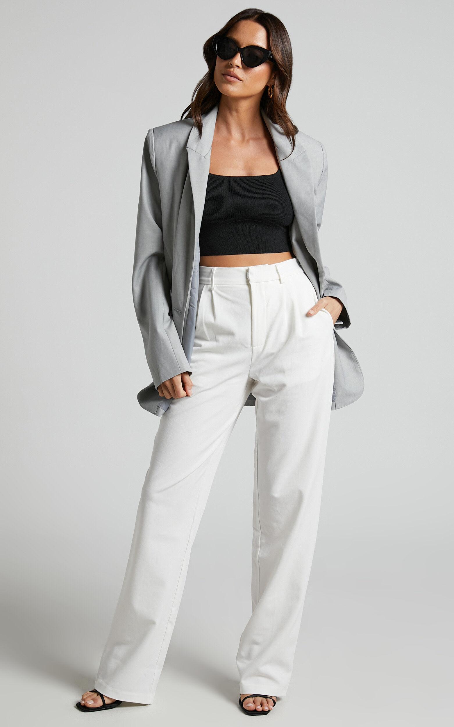 Lorcan Pants - High Waisted Tailored Pants in White Product Image