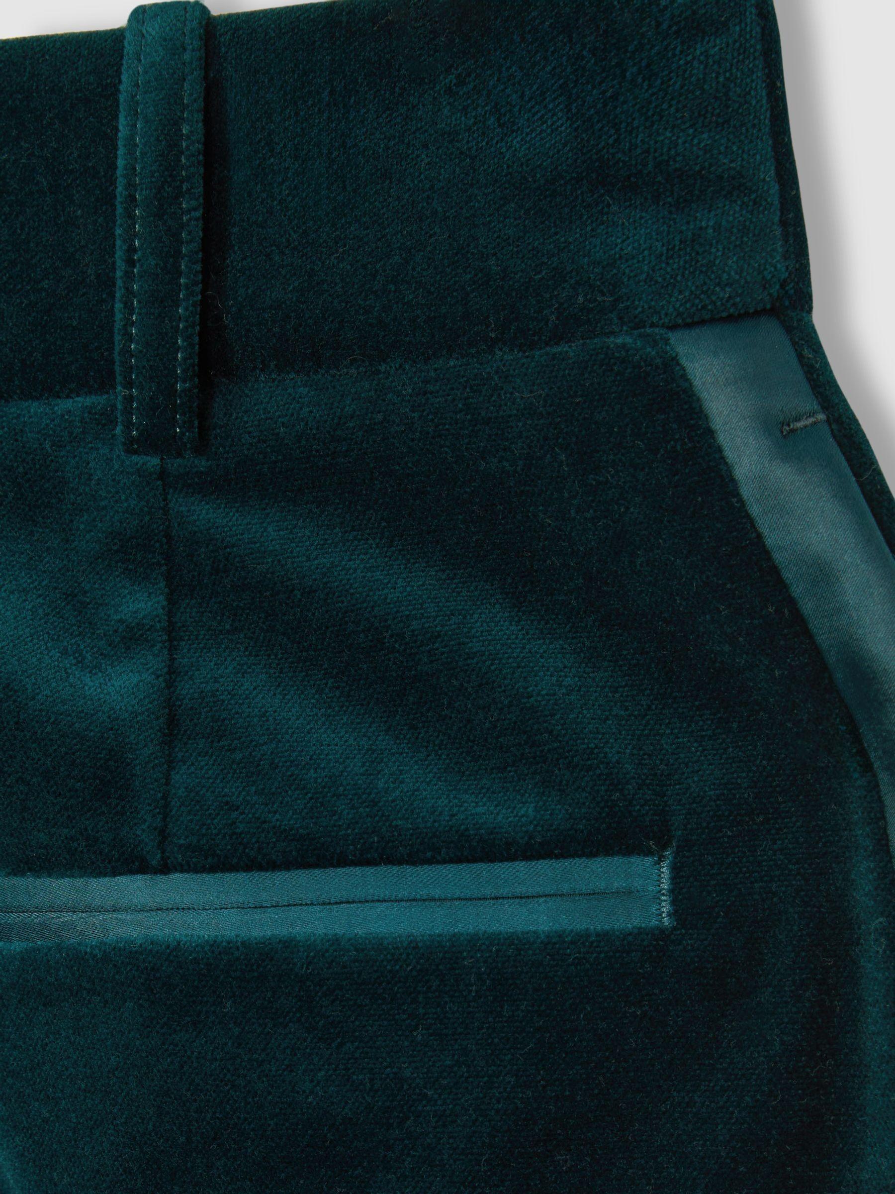 Velvet and Satin Suit Skirt in Teal Product Image