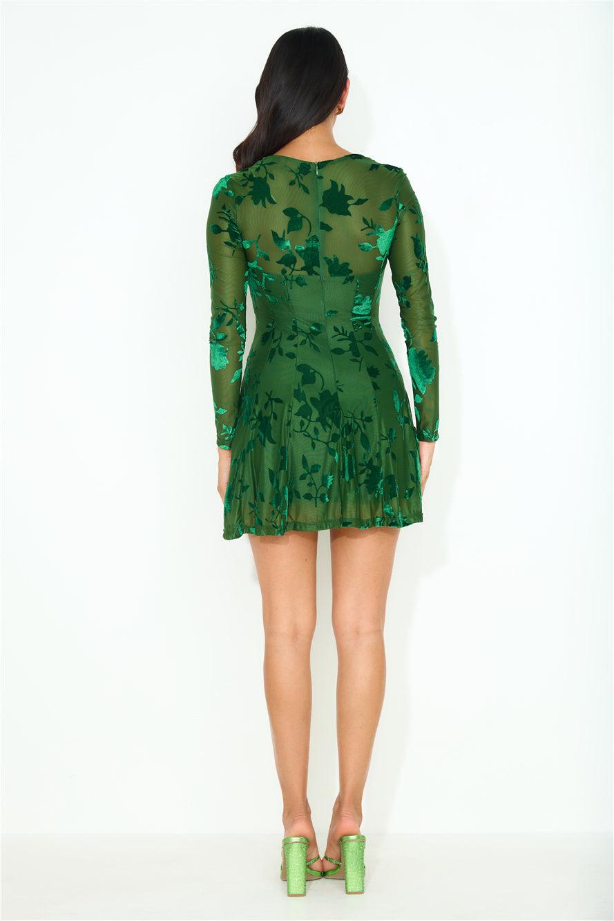 New City Long Sleeve Mini Dress Green Product Image