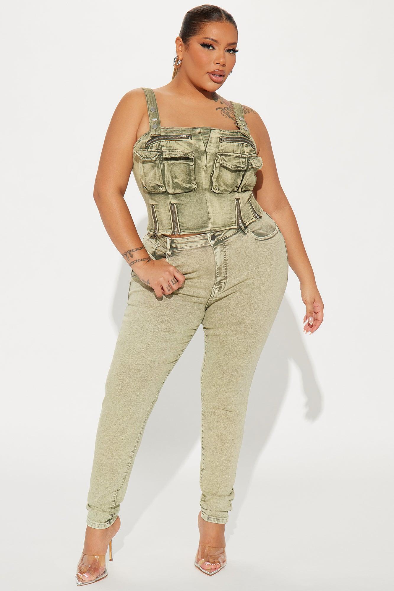 Cruel Summer Washed Denim Top - Green Product Image