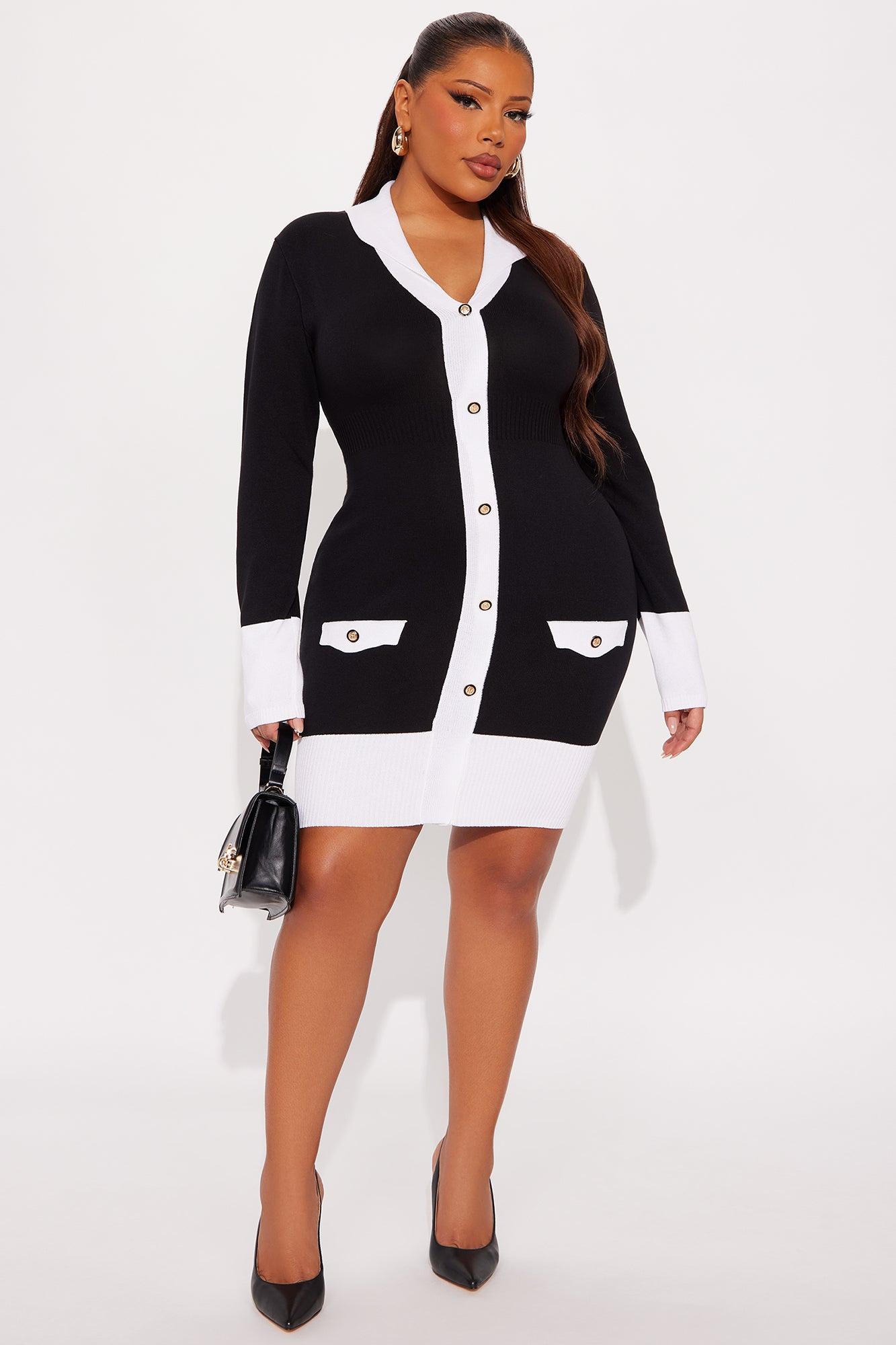 Sharay Sweater Mini Dress - Black/White Female Product Image