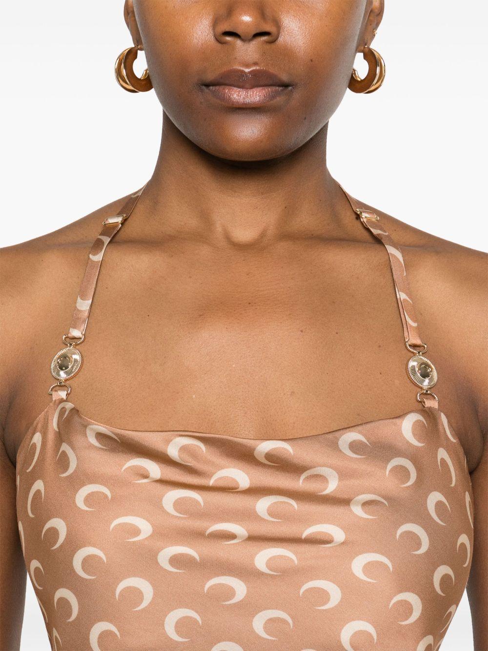 crescent moon-print satin top Product Image