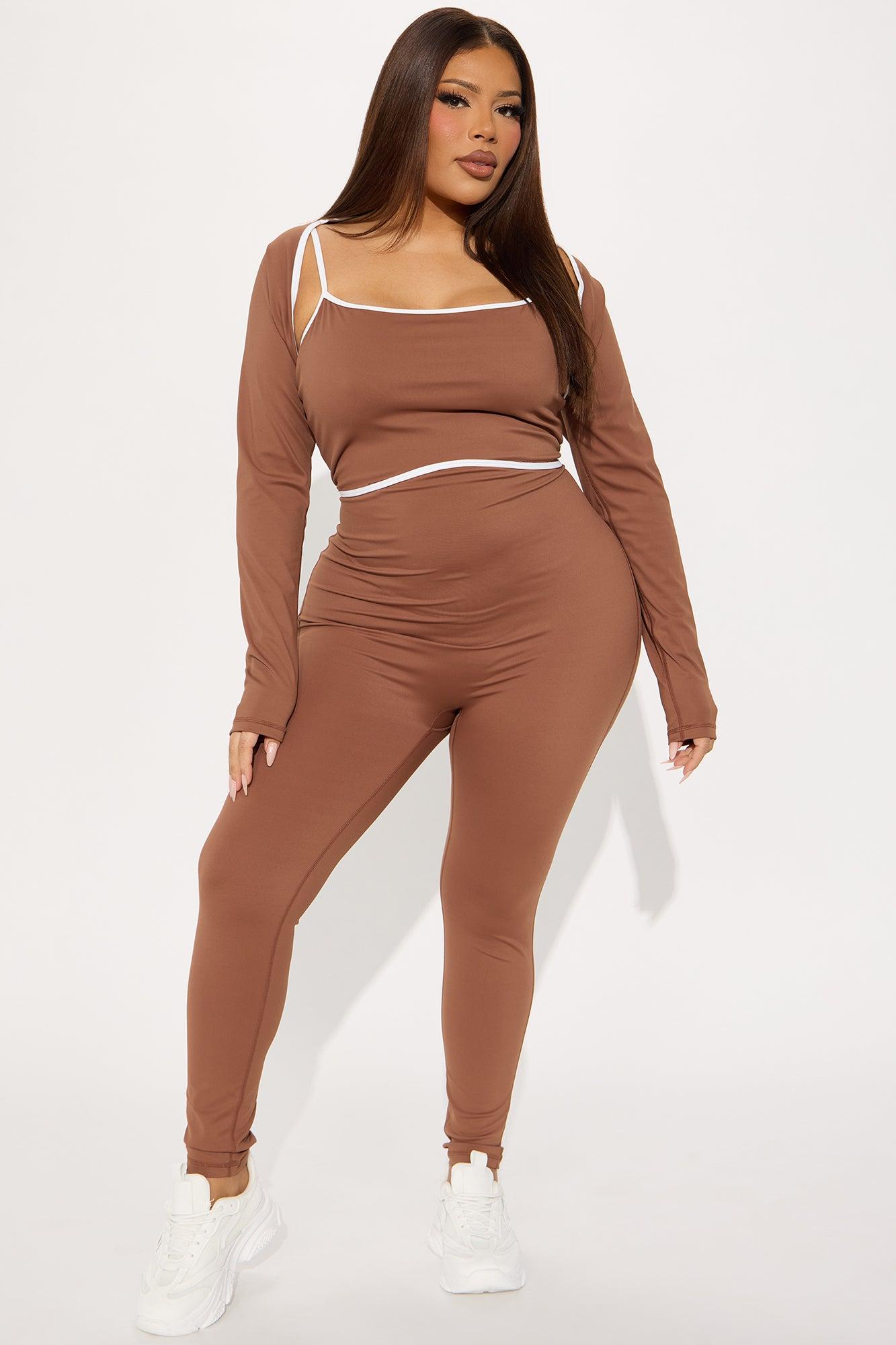 Heidi 2 Piece Bolero Active Jumpsuit - Mocha Product Image