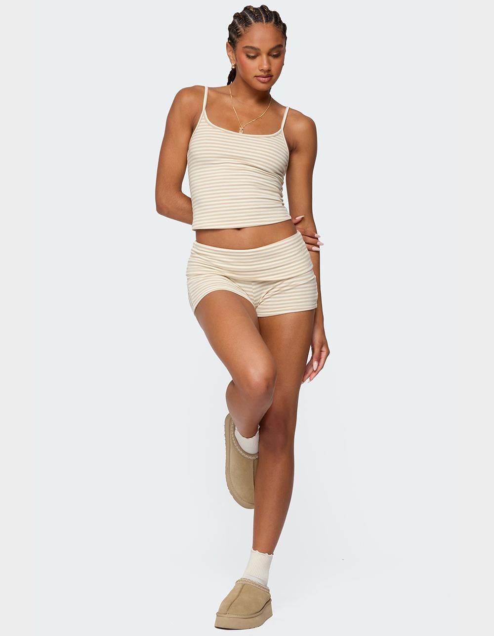 EDIKTED Kodi Striped Tank Top - BEIGE Product Image