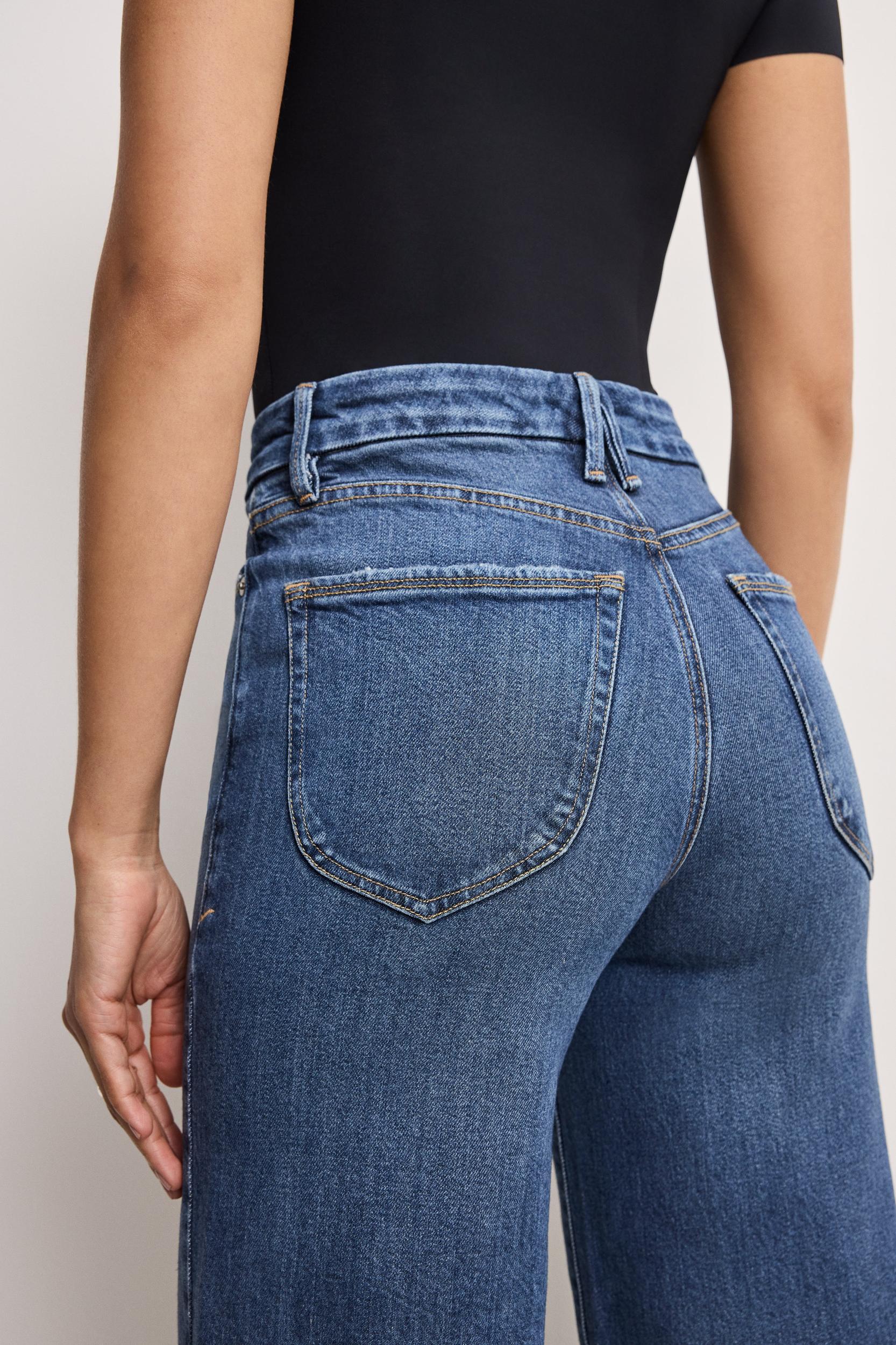 SOFT-TECH GOOD WAIST CROPPED PALAZZO JEANS | INDIGO737 Product Image