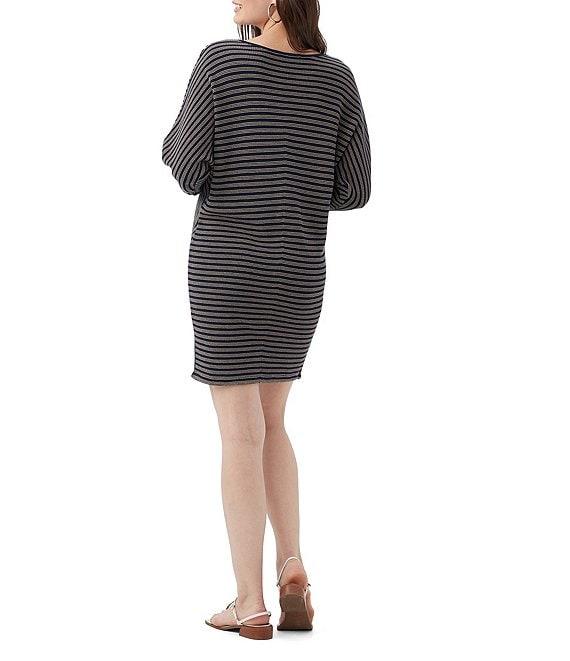 Trina Turk Gallivant Printed Rib Knit Deep V-Neck 3/4 Sleeve Sweater Dress Product Image