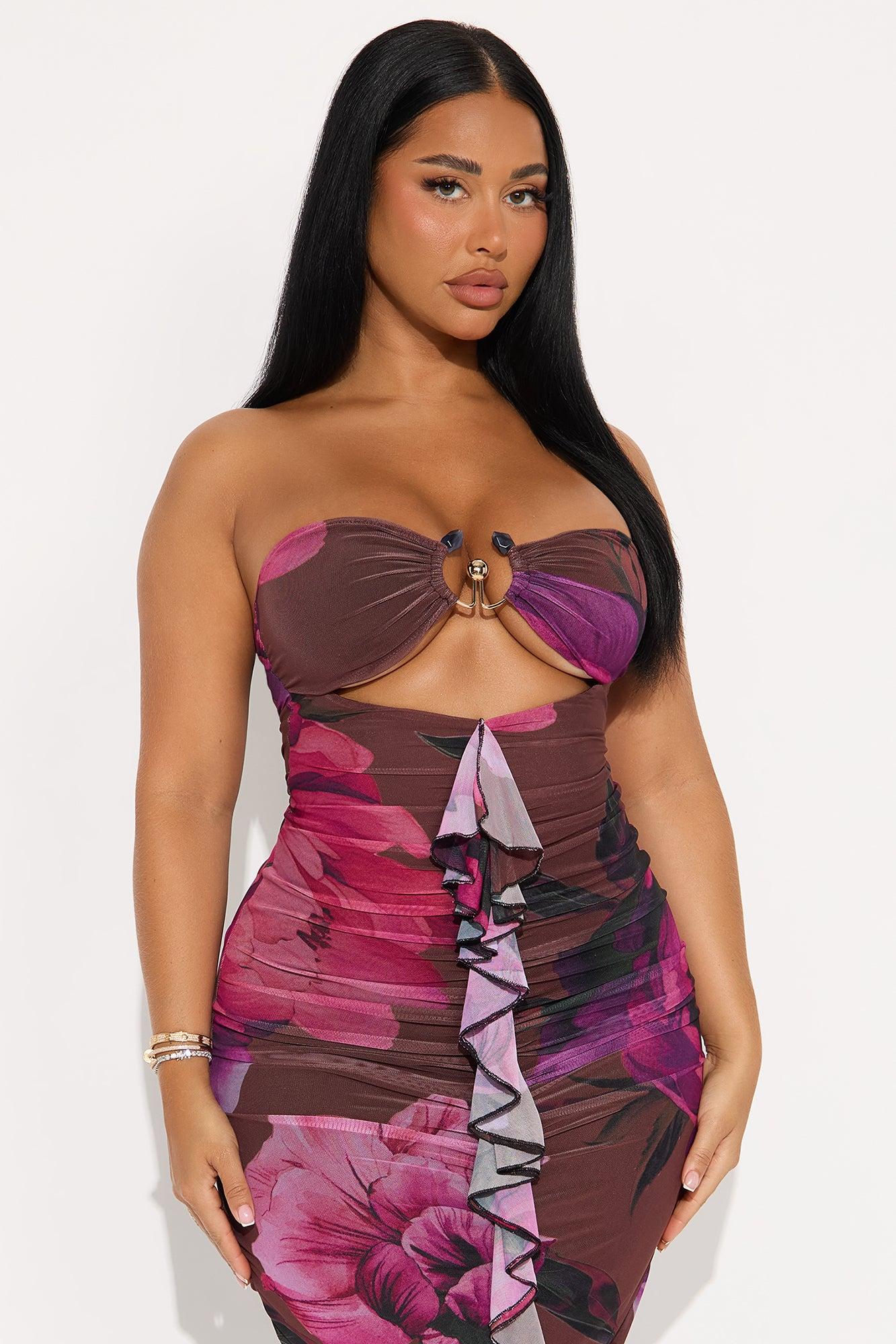 Faye Ruffle Maxi Dress - Purple/combo Female Product Image