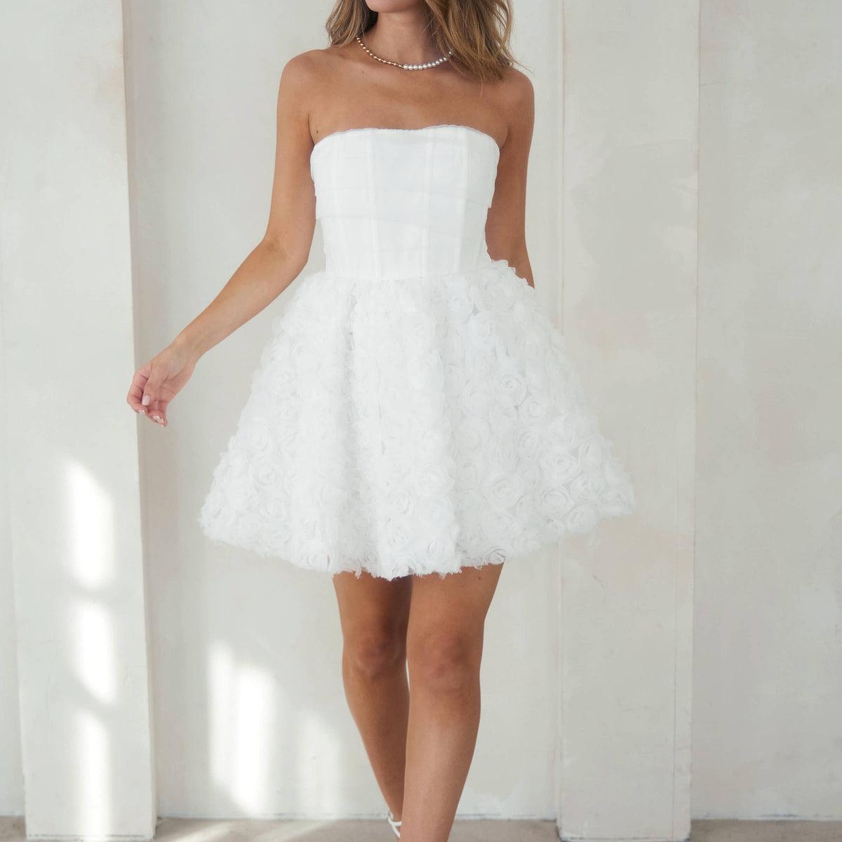 Rosette Strapless Dress Product Image