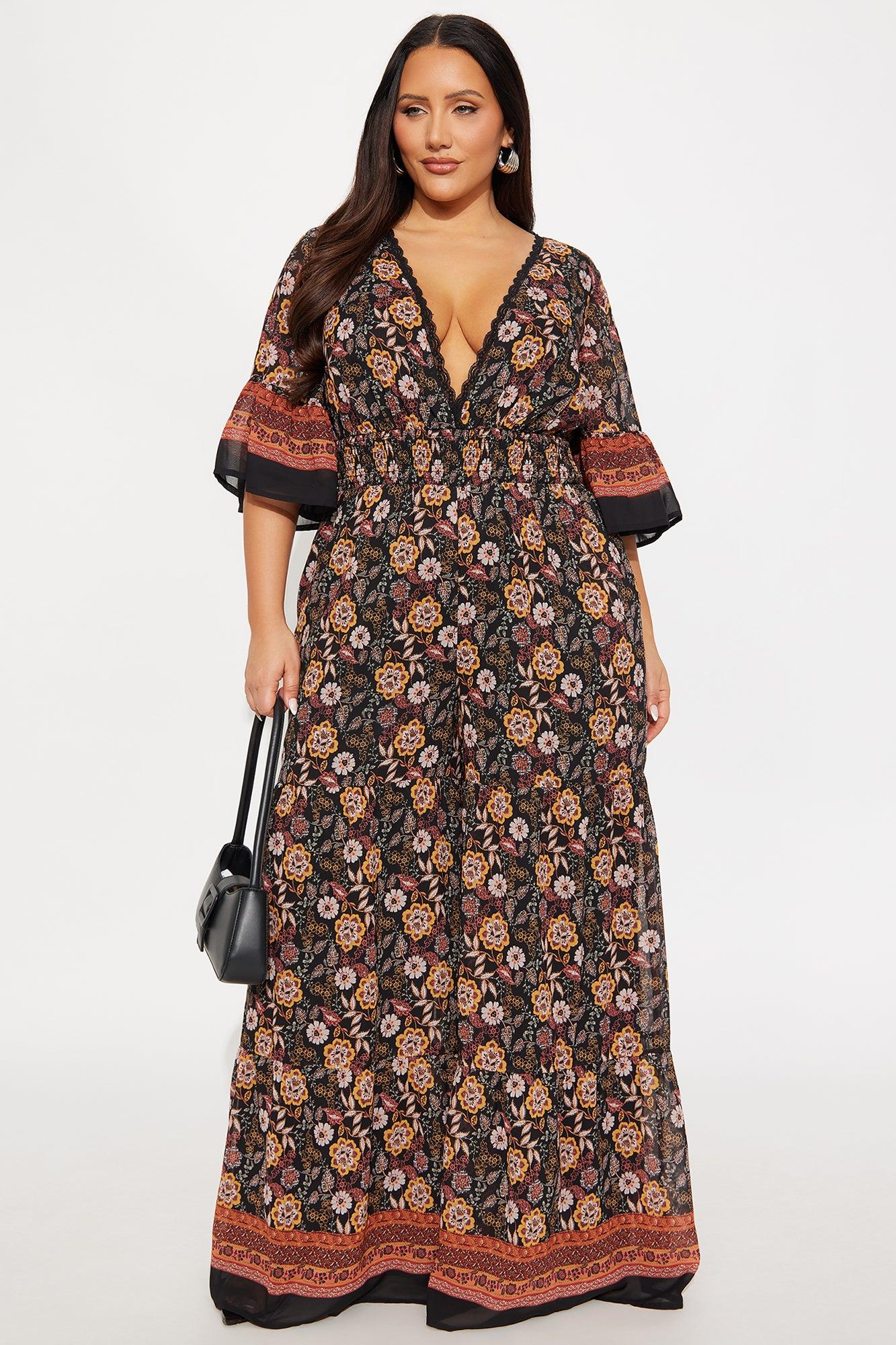 Vivid Vibes Chiffon Jumpsuit - Black/combo Female Product Image