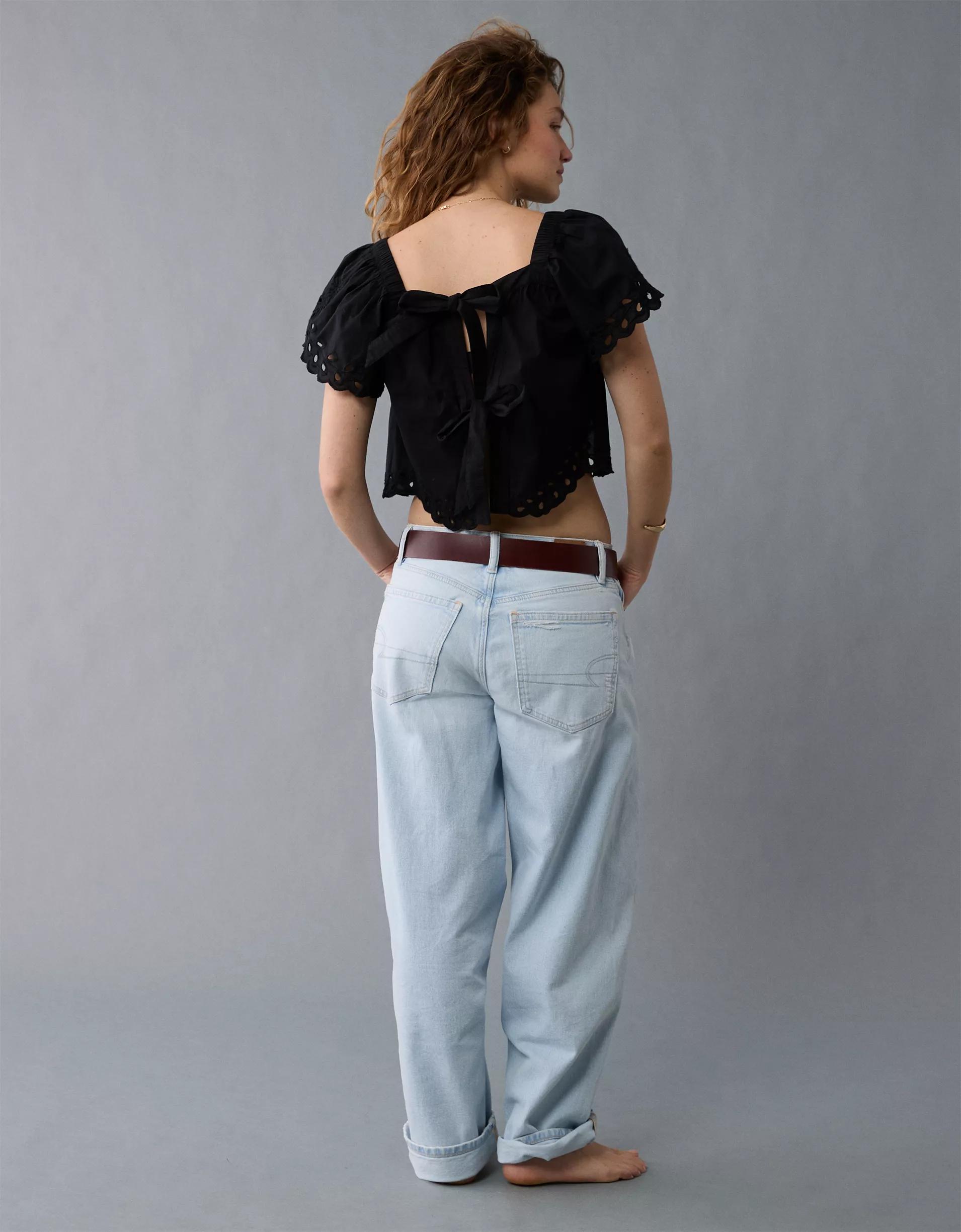 AE Tie Back Eyelet Crop Top Product Image