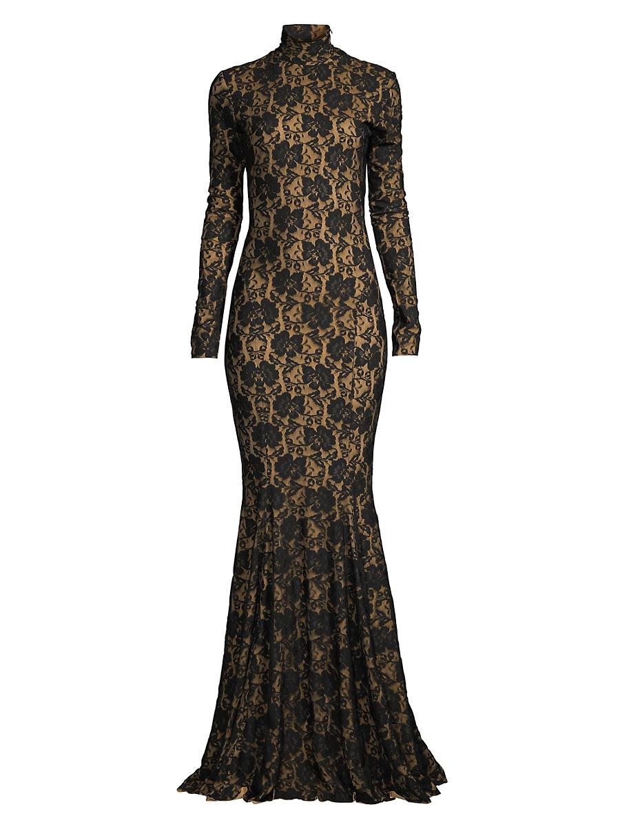 Womens Floral Lace & Open Back Gown Product Image