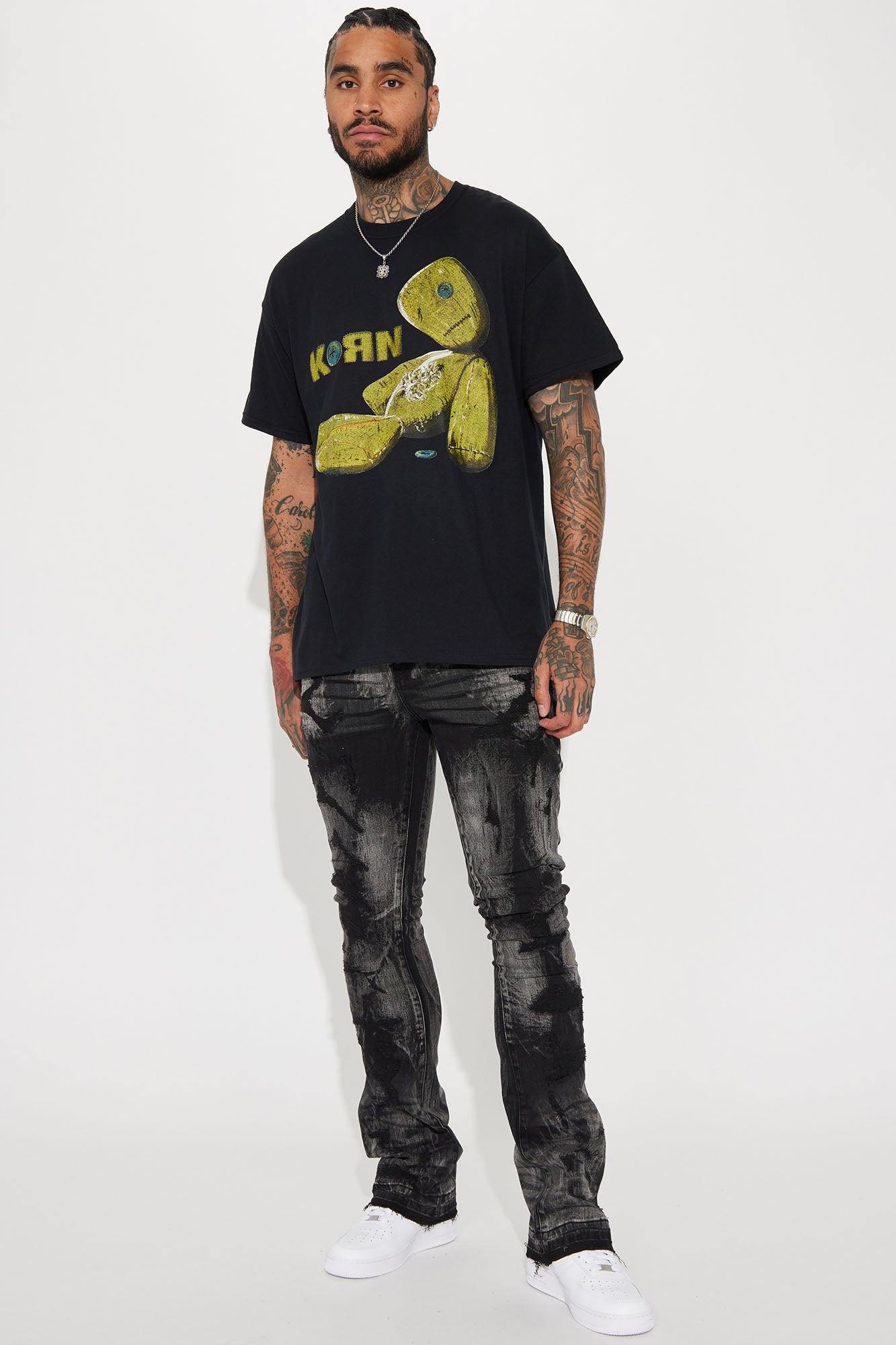 No Cap Stacked Skinny Flare Jeans - Black Wash Product Image