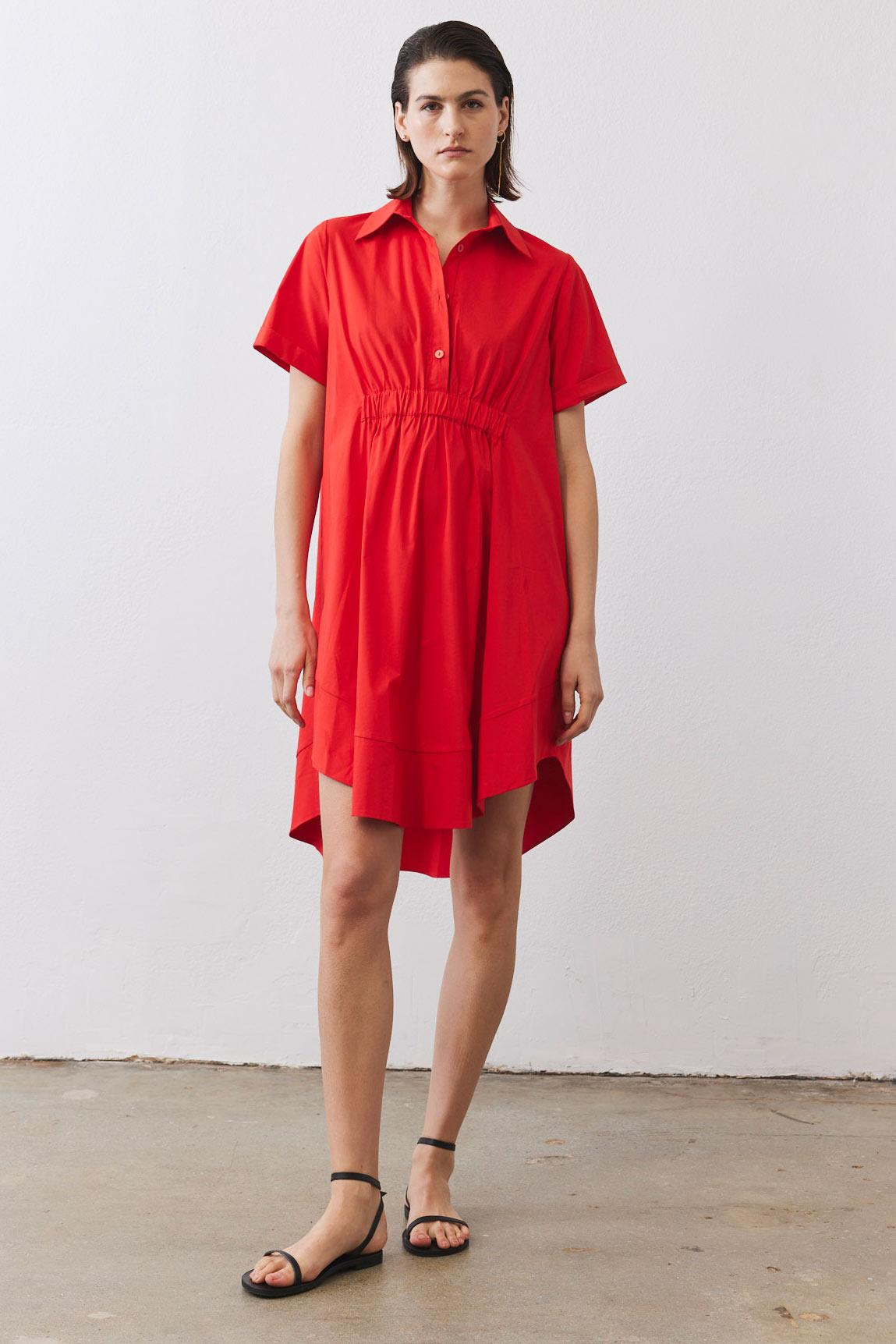 Oversized Pinch Waist Poplin Dress Product Image