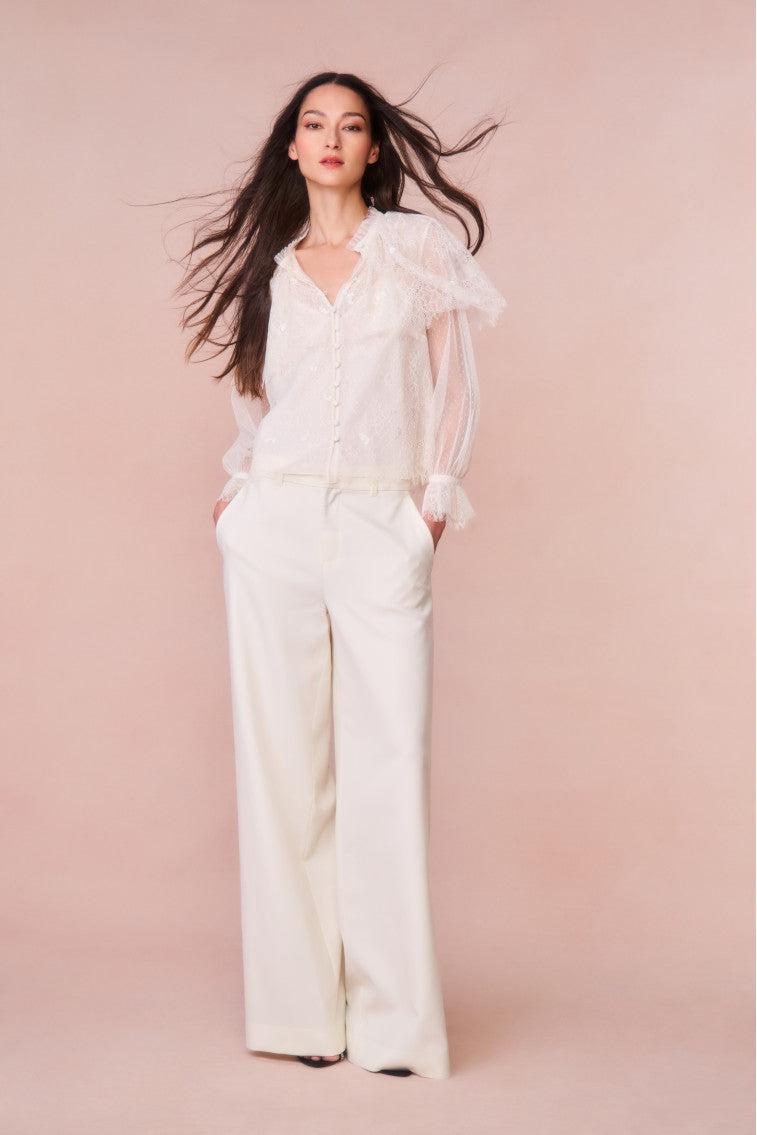 Duquette Sheer Lace Top - IVORY Product Image