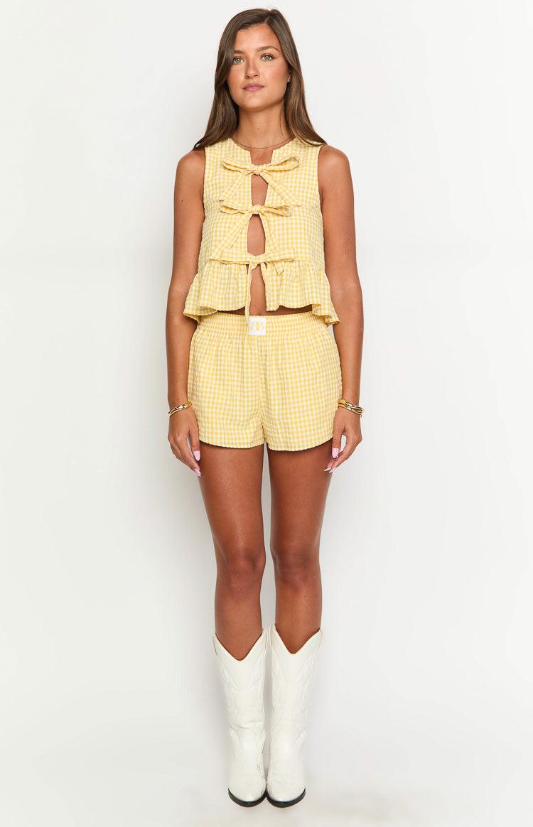 Baxter Yellow Gingham Shorts Girls Product Image