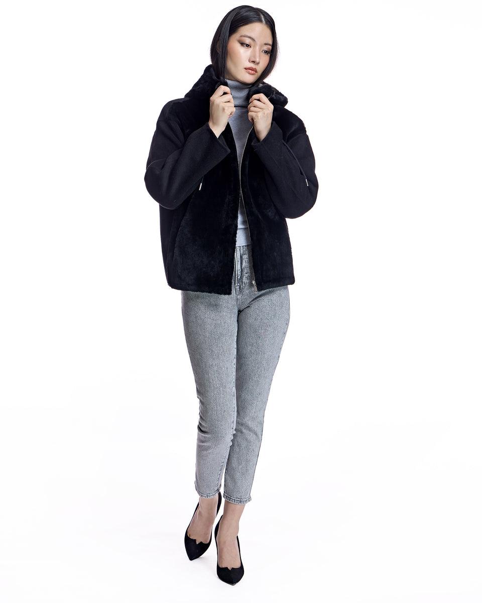 Hooded Shearling and Wool Jacket-Maximilian Product Image