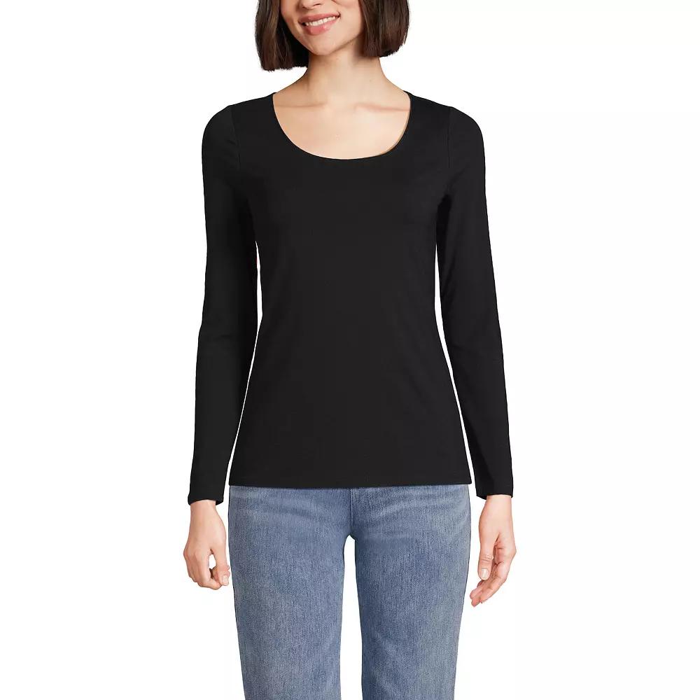 Petite Lands' End Jersey Scoopneck T-Shirt, Women's, Size: Small Petite, Black Product Image