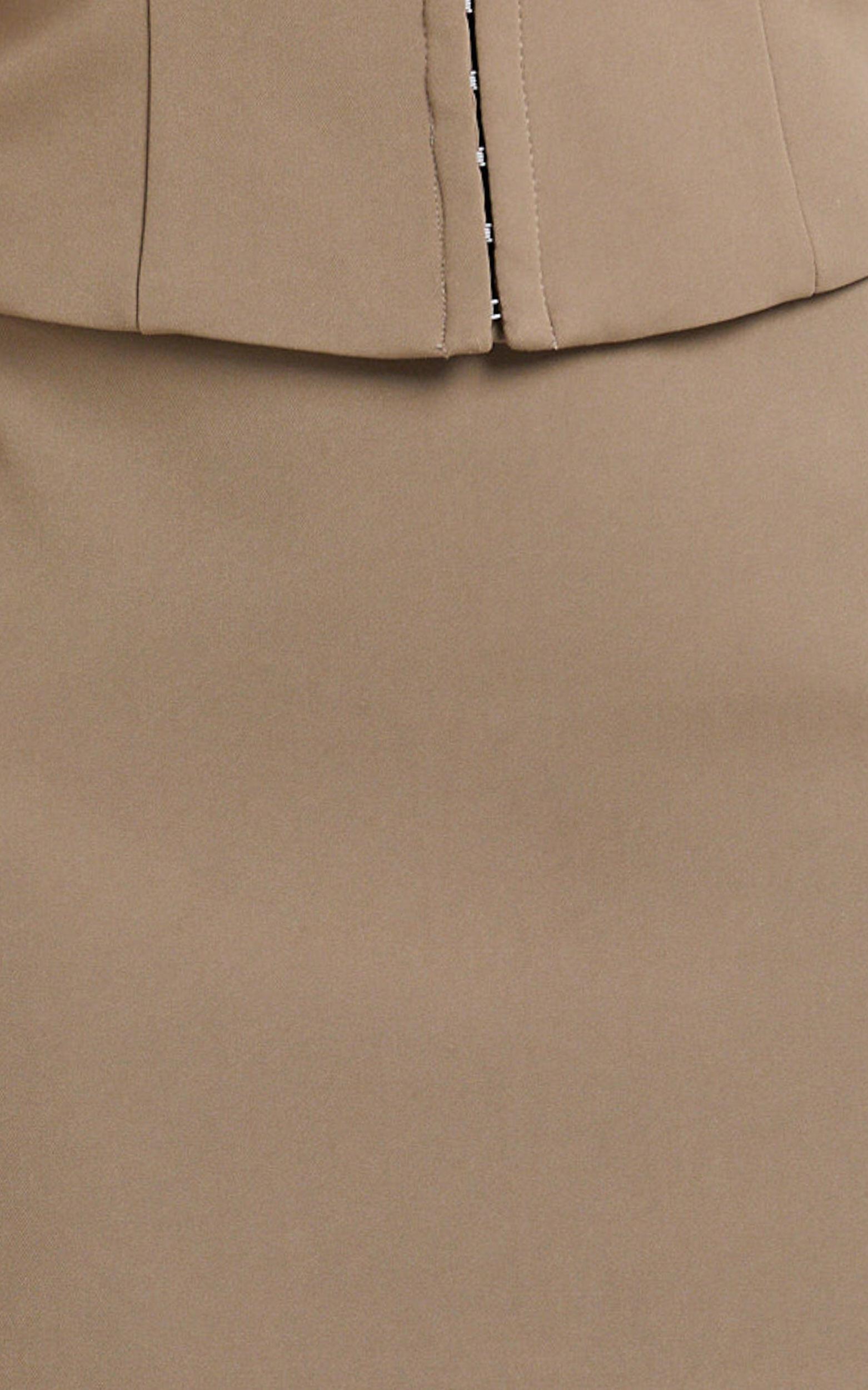 Mikey Mini Skirt - Mid Waisted Tailored A Line Skirt in Mocha Product Image