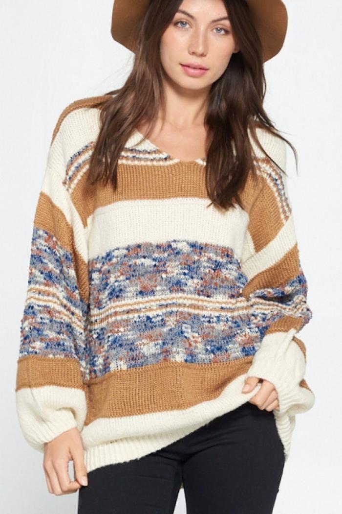 Color Block Mustard Sweater Product Image