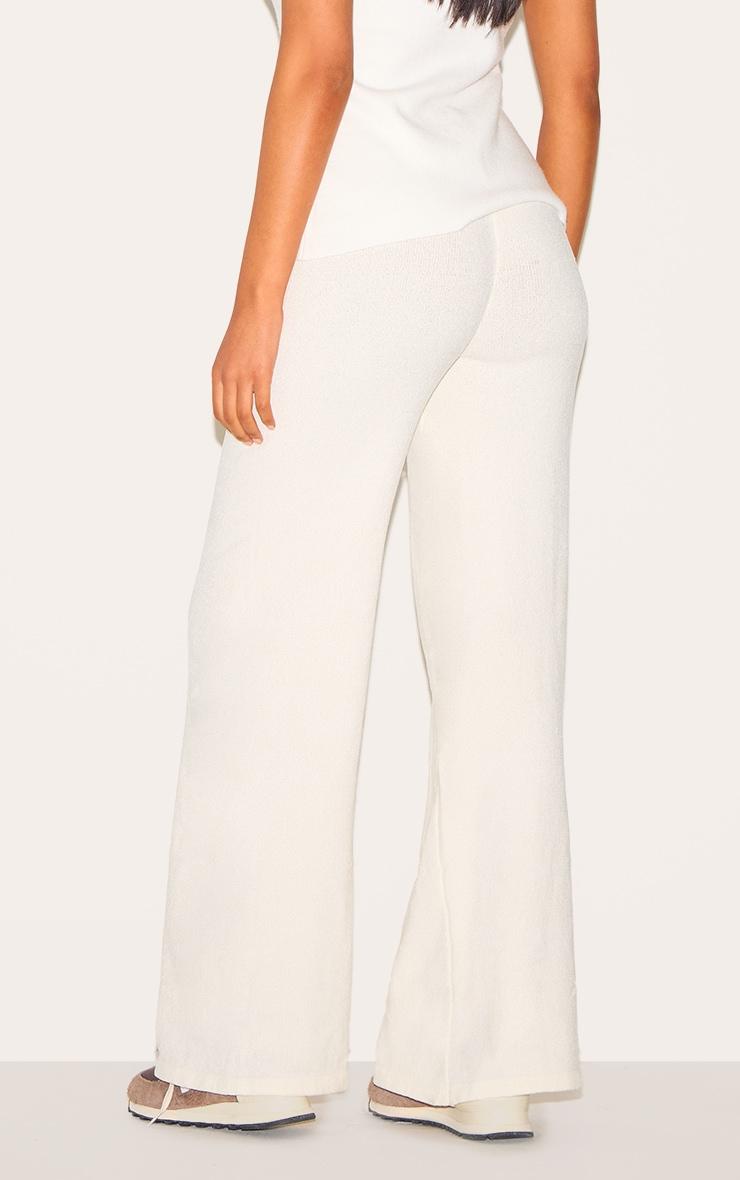Tall Oatmeal Soft Textured Knit Drawstring Wide Leg Pants Product Image