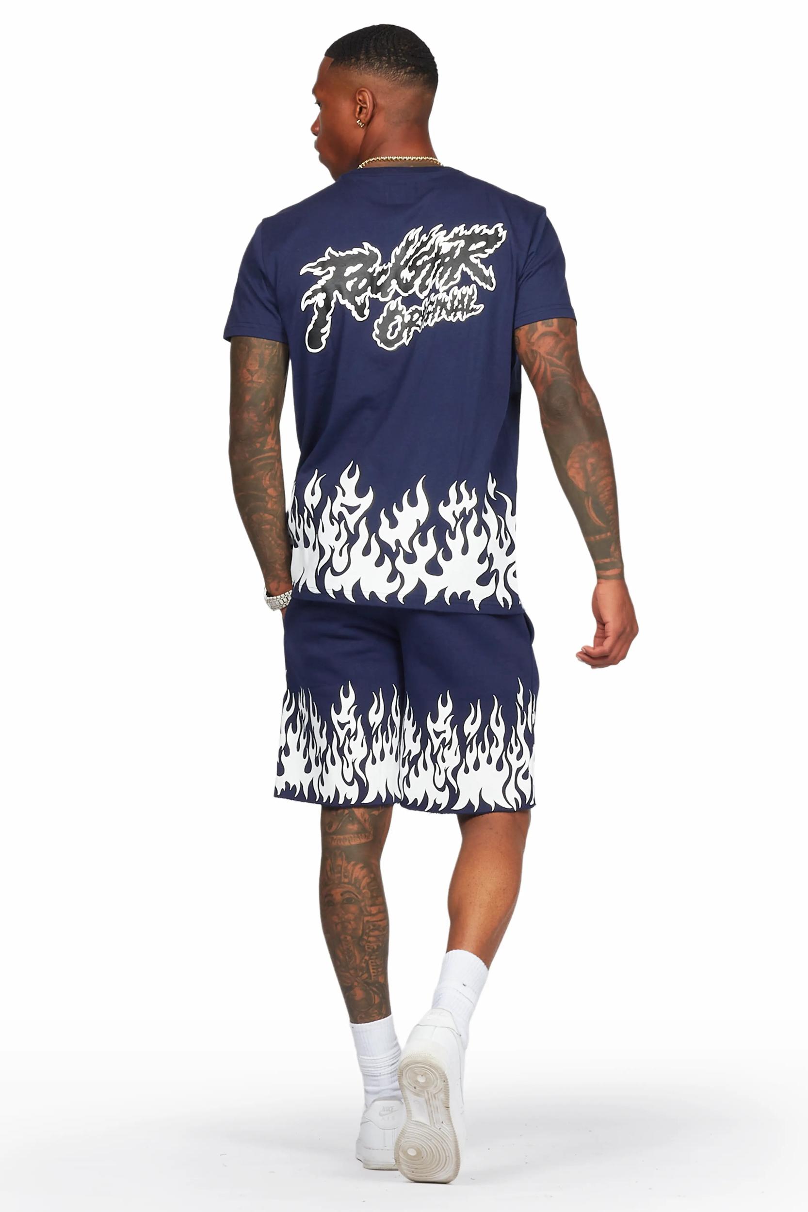 Bubble Navy T-Shirt/Short Set Male Product Image