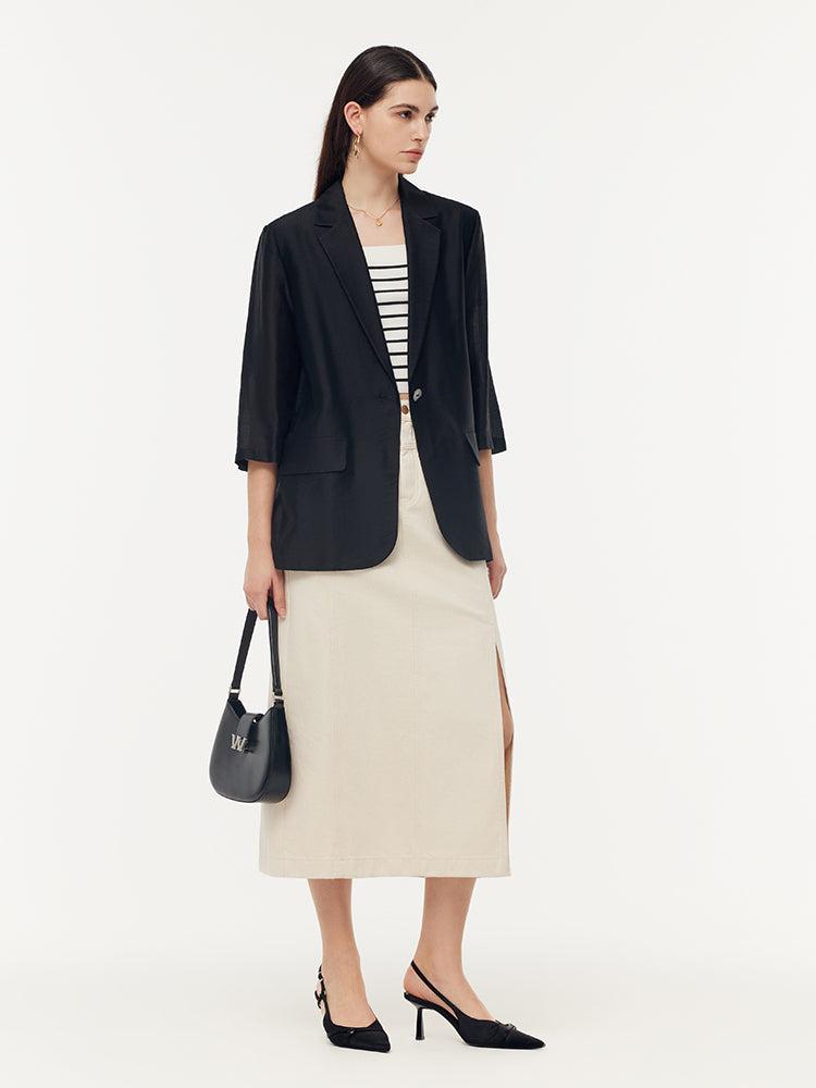 Tencel One Button Women Blazer Product Image