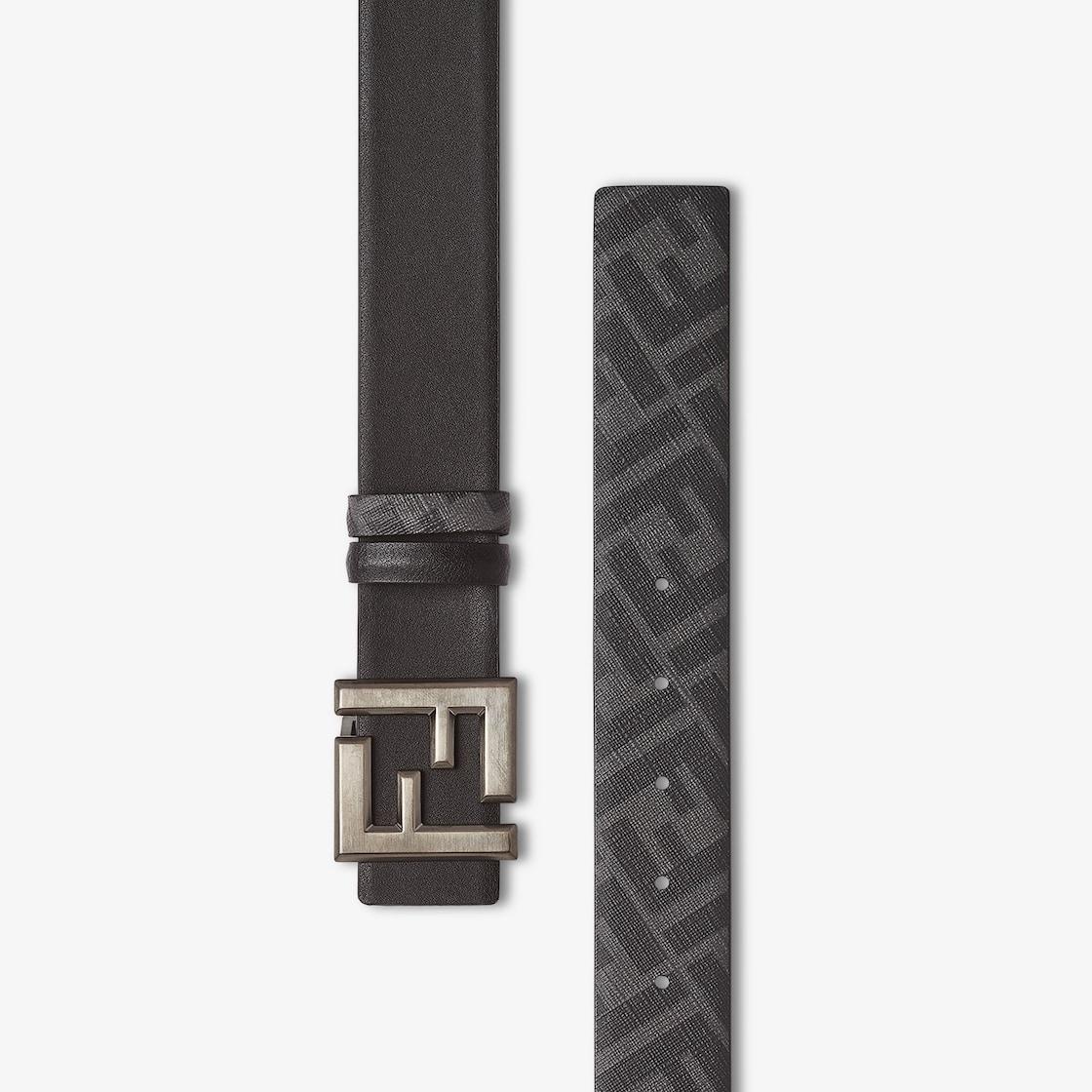 FF Squared BeltBlack leather and FF canvas reversible belt Product Image