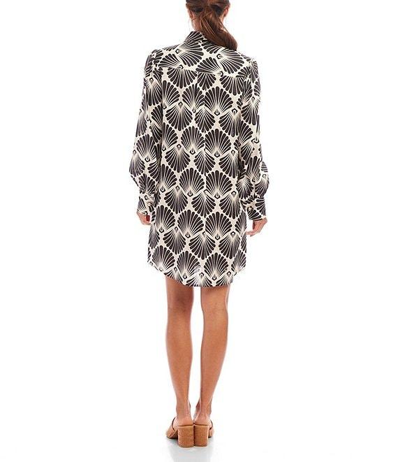 Karen Kane Linen Point Collar Blouson Long Sleeve Shirt Dress Product Image
