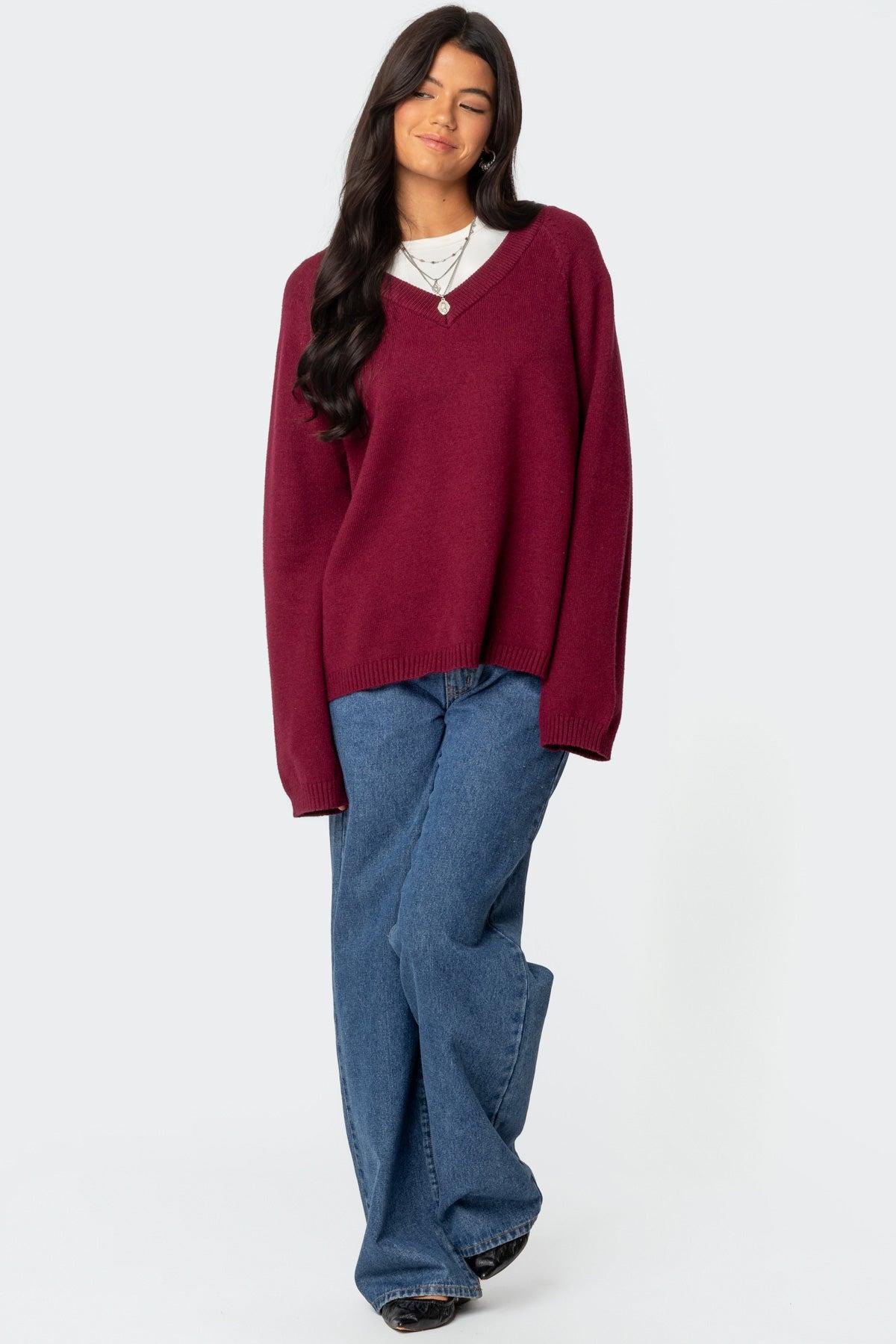 Martha Oversized V Neck Sweater Product Image