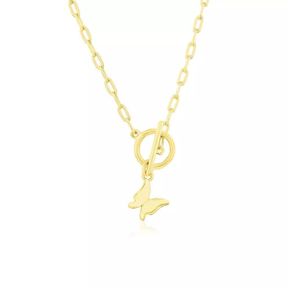 Argento Bella Butterfly Charm Paper Clip Chain Toggle Necklace, Women's, Size: 16-18" ADJ, Gold Tone Product Image