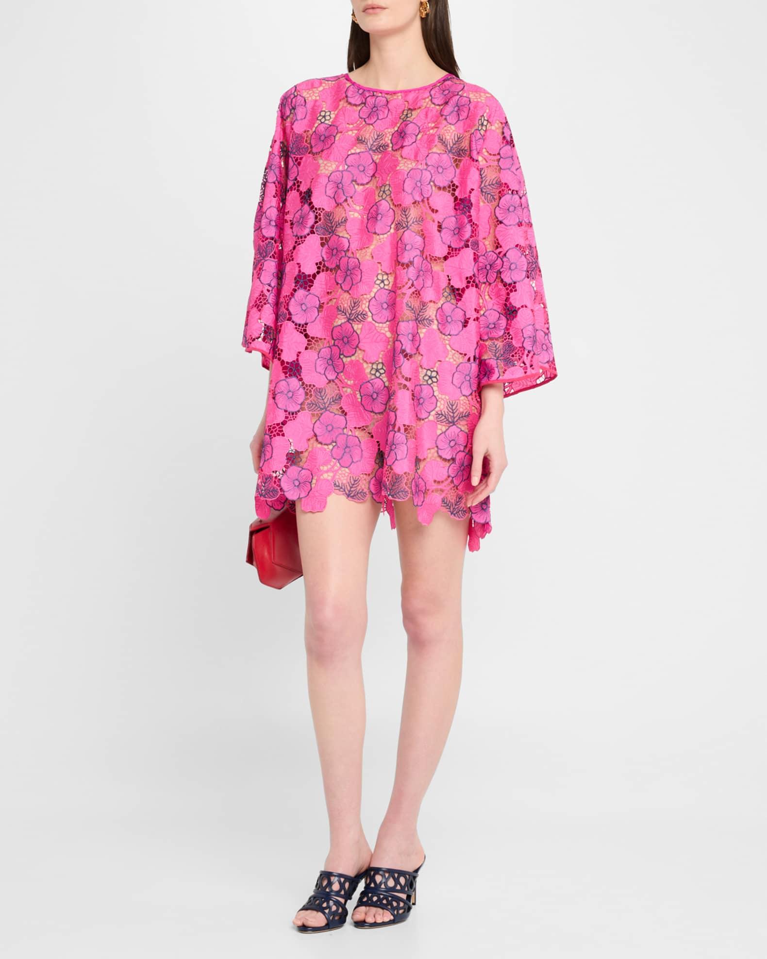 Embroidered Floral Lace Mini Shift Dress Product Image