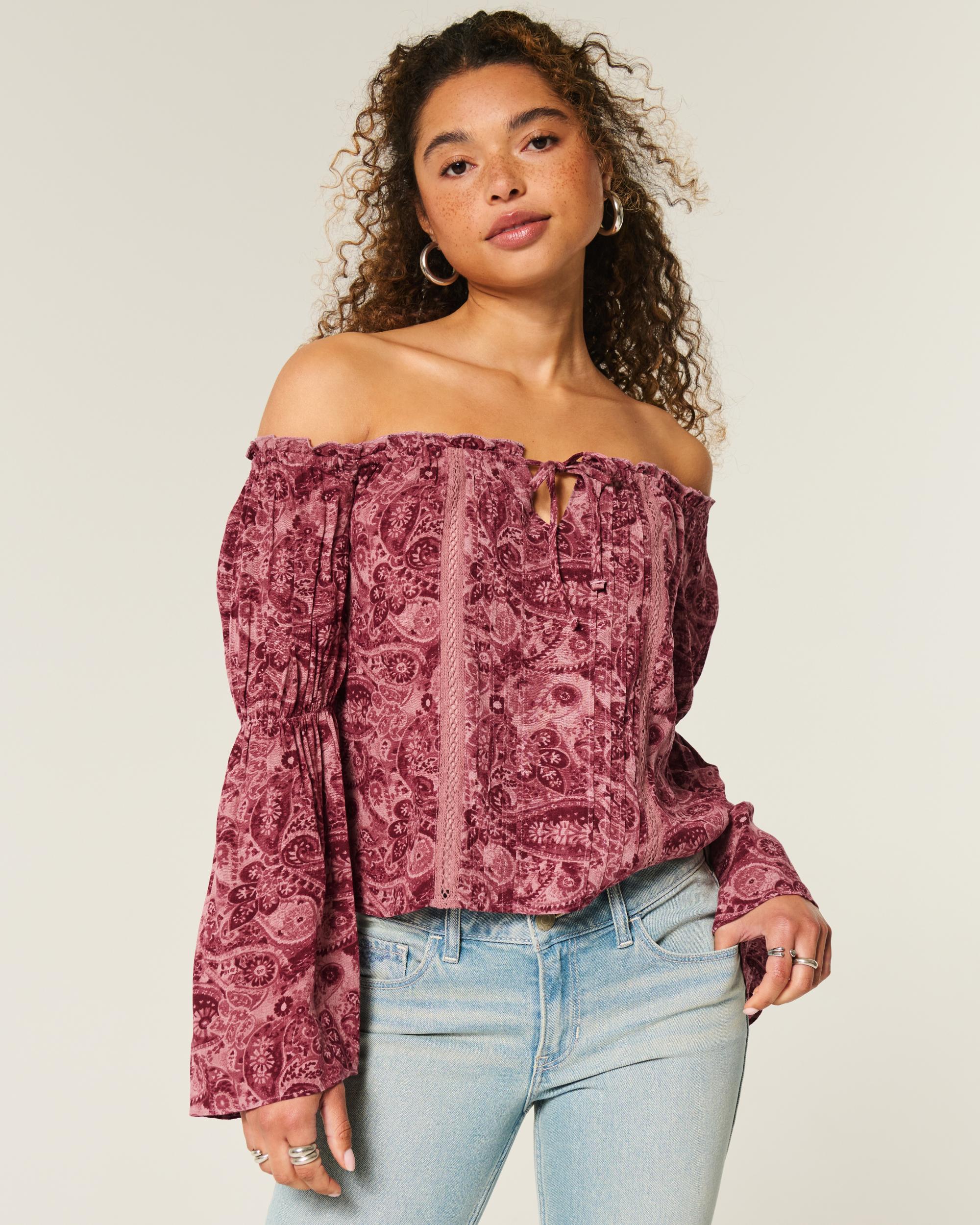Easy Off-the-Shoulder Long-Sleeve Top Product Image