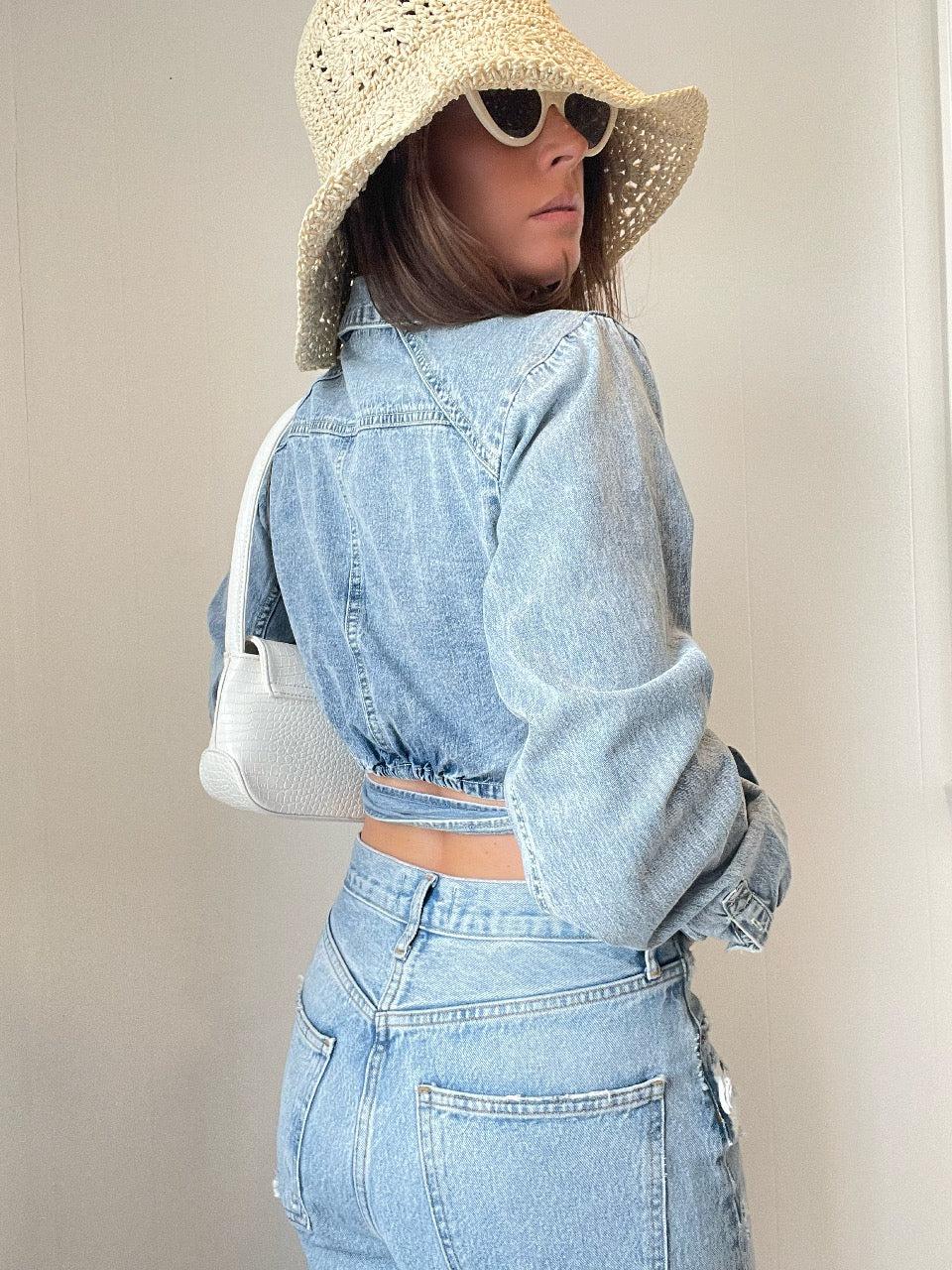 Deirdre Denim Wrap Top FINAL SALE Product Image