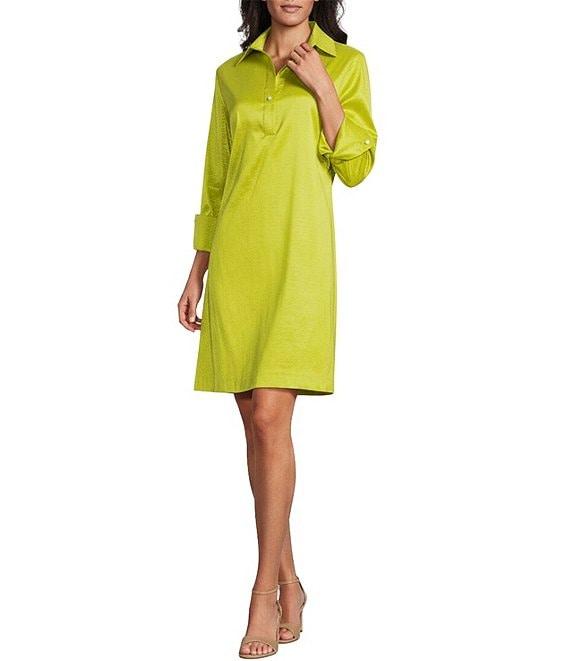 Preston & York Thea Taffeta 3/4 Sleeve Point Collar Dress Product Image