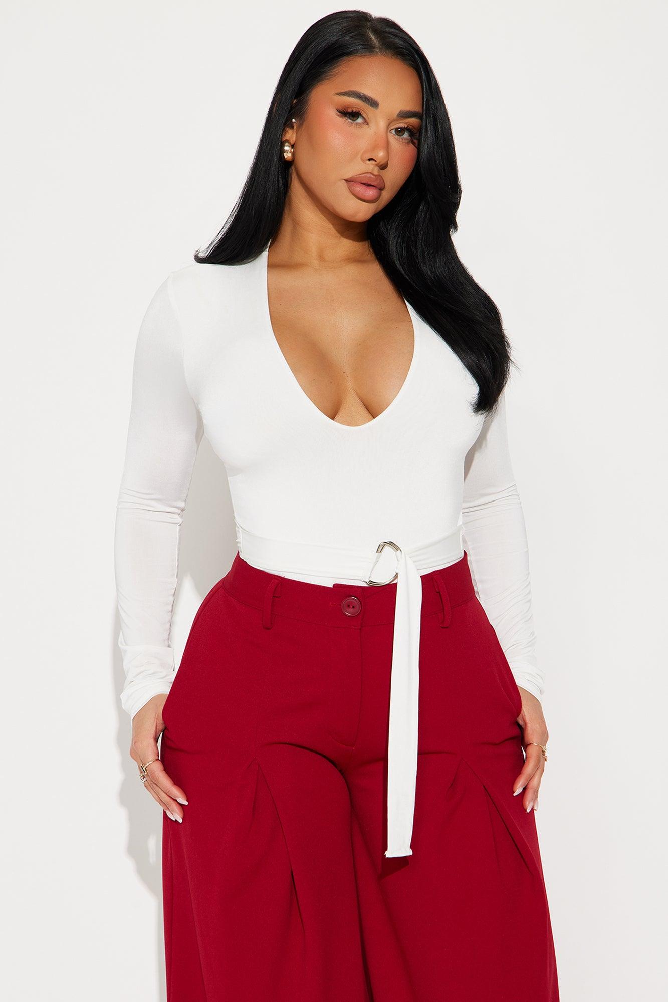 Bianca Belted Long Sleeve Bodysuit - Ivory Product Image