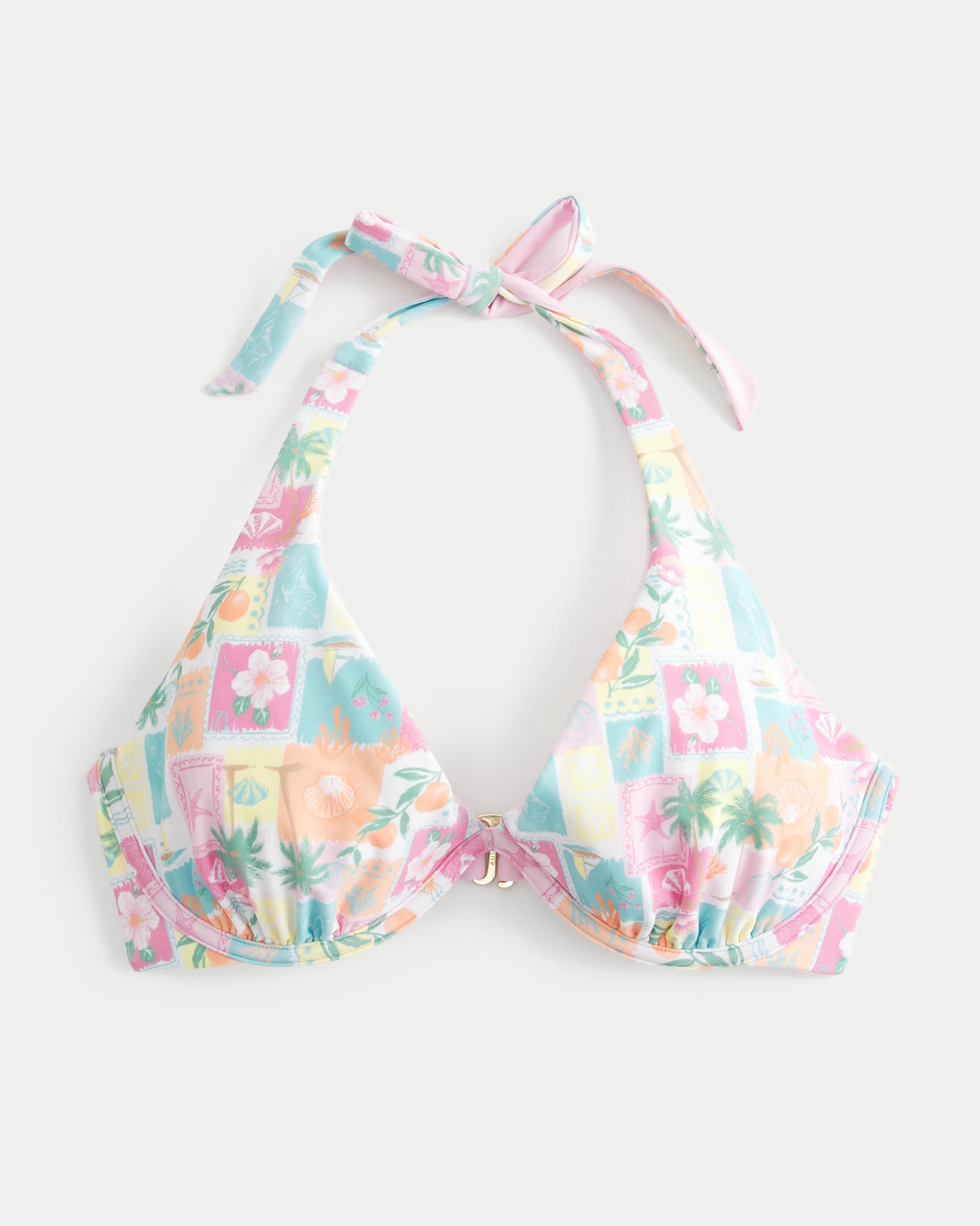 Curvy Reversible Halter Triangle Bikini Top Product Image