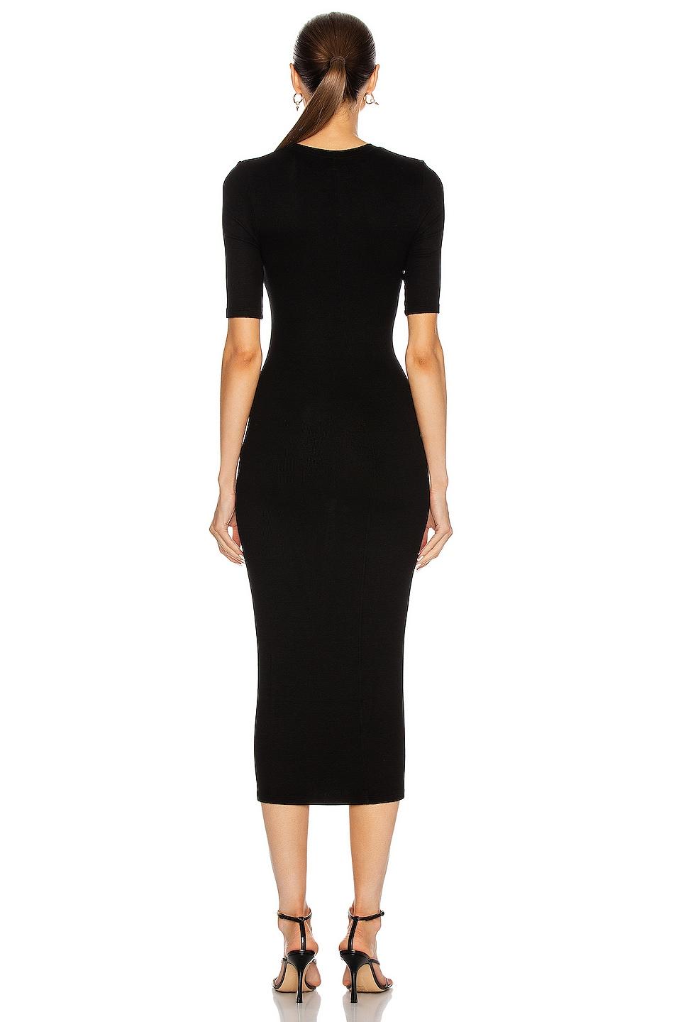 Silk Rib Half Sleeve Crew Midi Dress Product Image