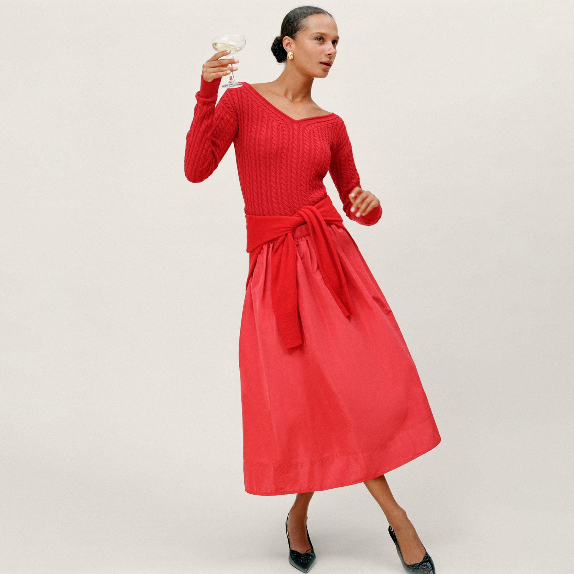 Midi ball skirt in taffeta Product Image