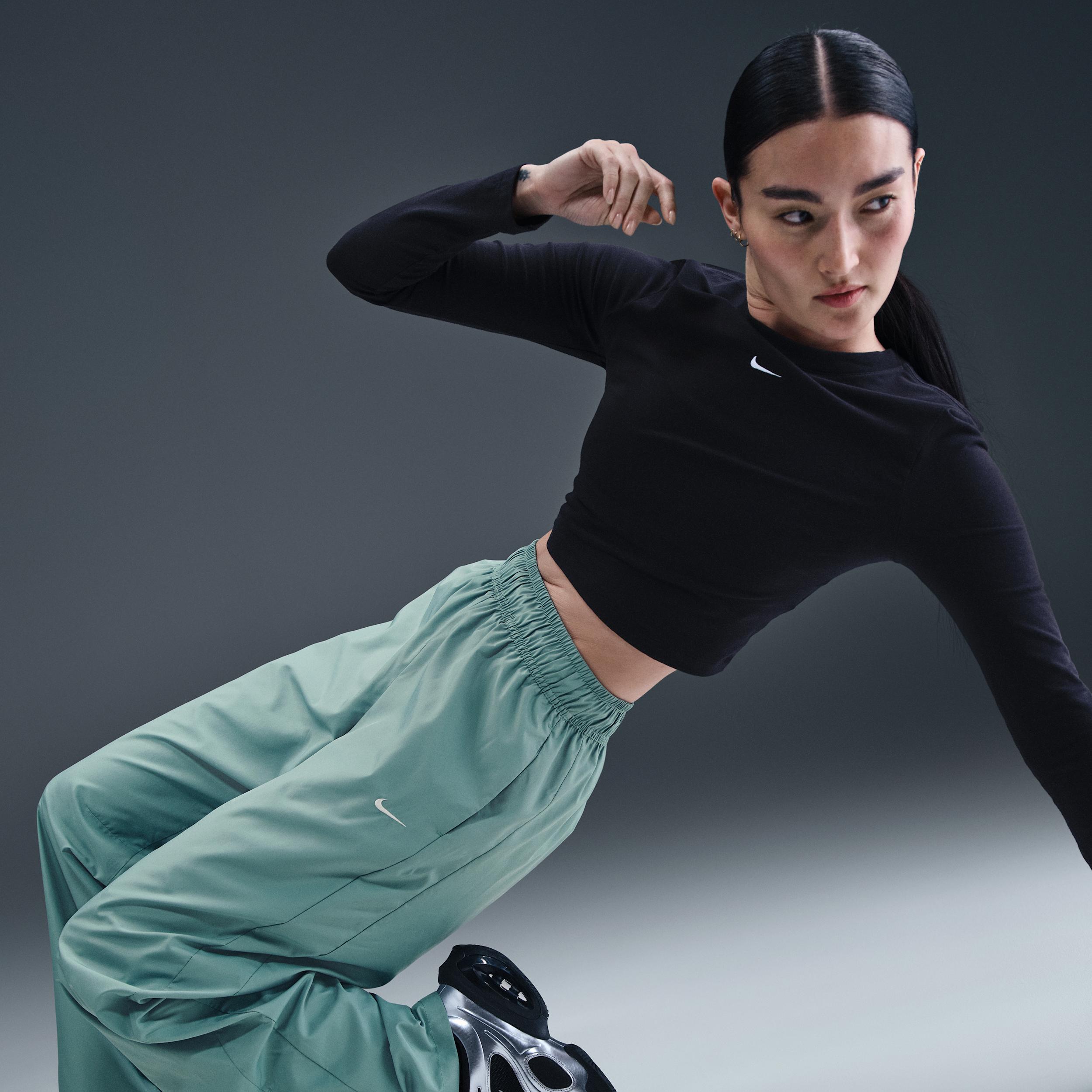 Womens Nike Sportswear Classic Mid-Rise Open-Hem Pants | HV2324-010 Product Image