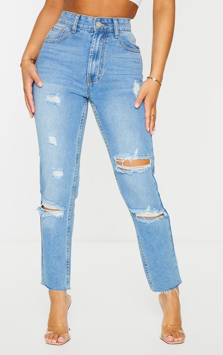 Petite Light Wash Ripped Skinny Jeans Product Image