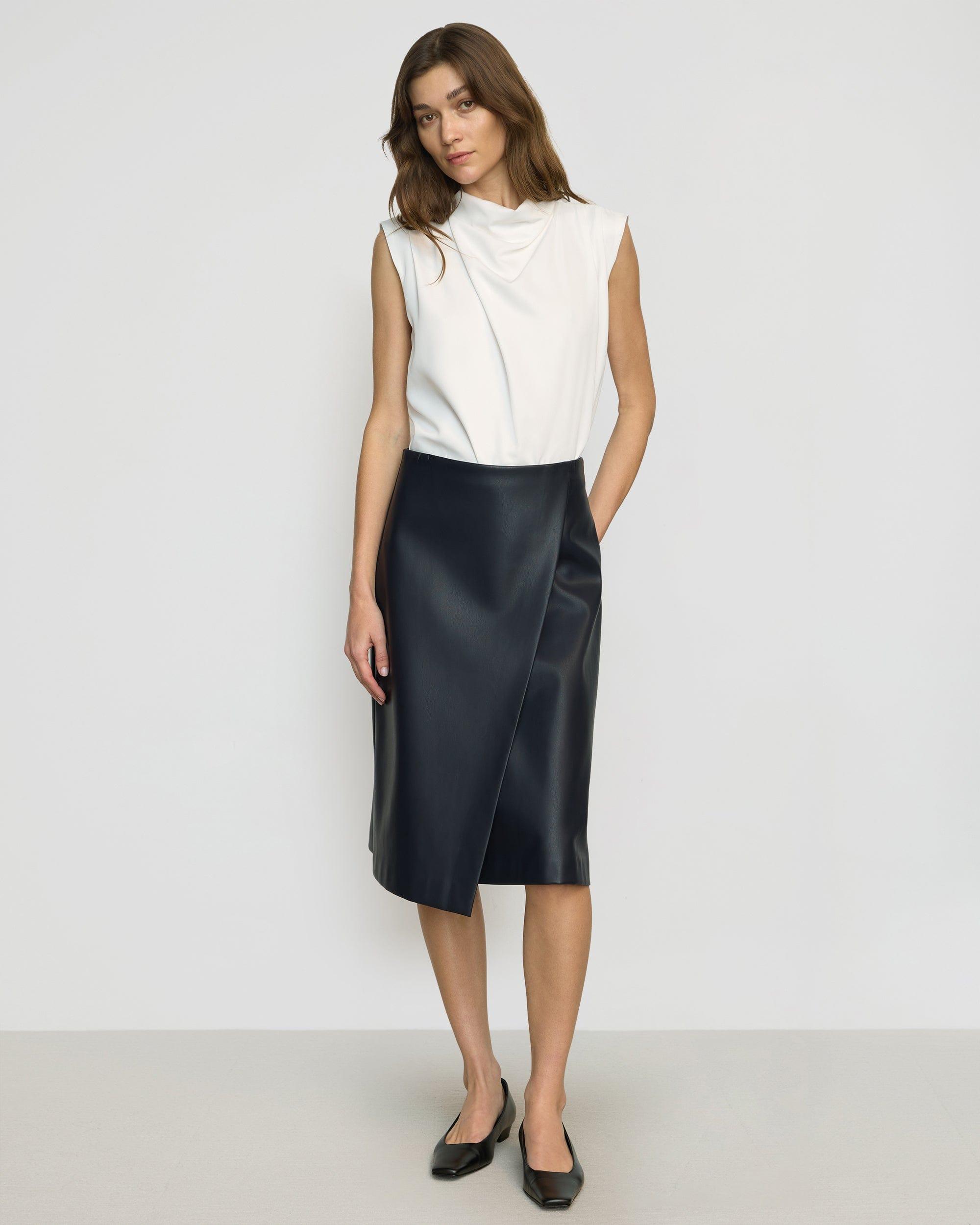 Alba Asymmetric Vegan Leather Skirt Product Image