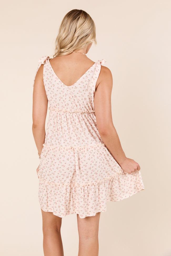 Sweetly Tied Tie Shoulder Floral Pink Dress Product Image